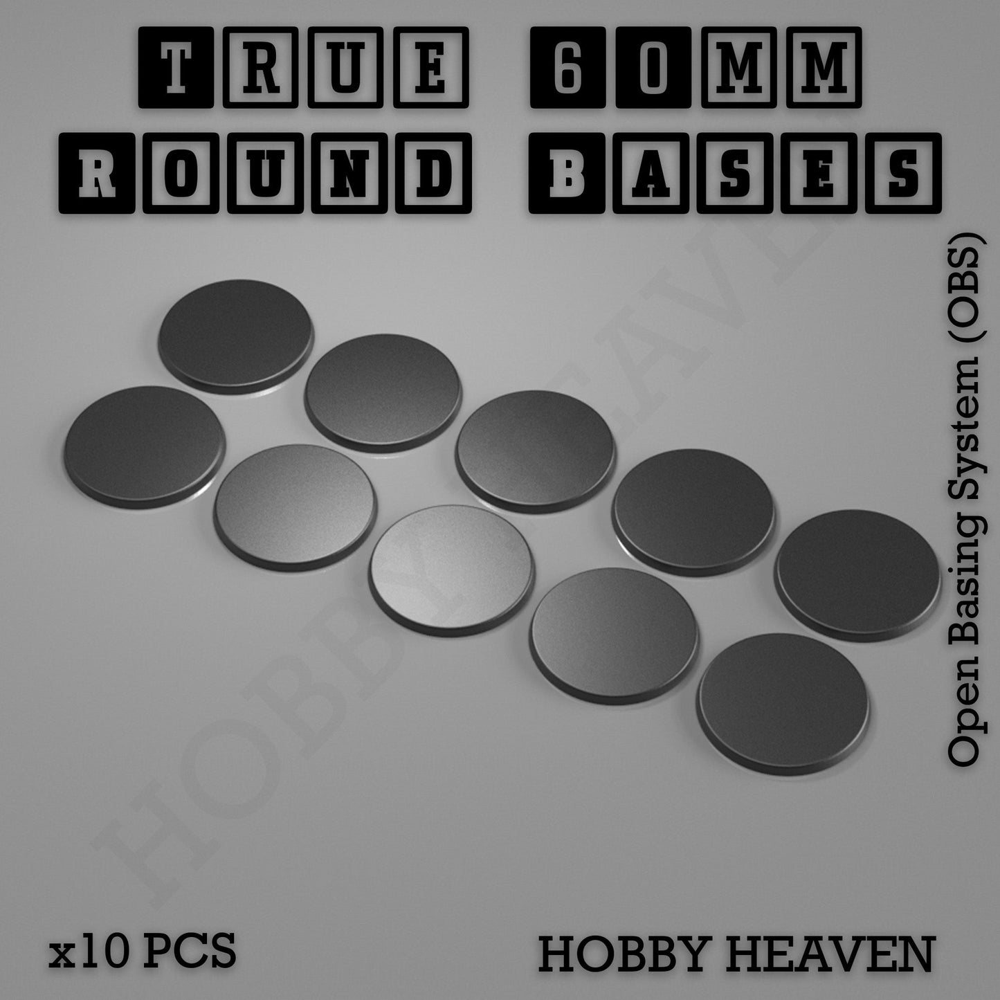 True 60mm Round Textured Bases 3D Printed