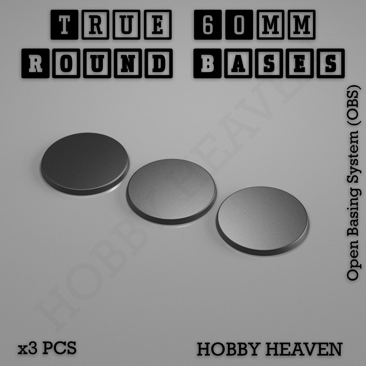 True 60mm Round Textured Bases 3D Printed