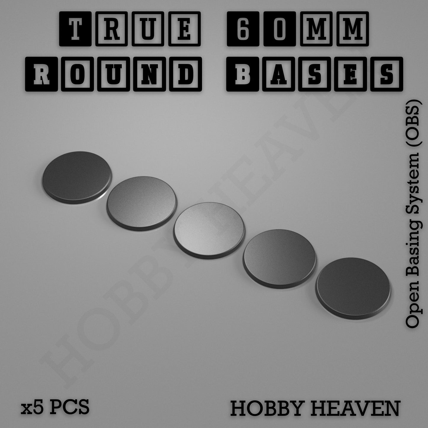 True 60mm Round Textured Bases 3D Printed