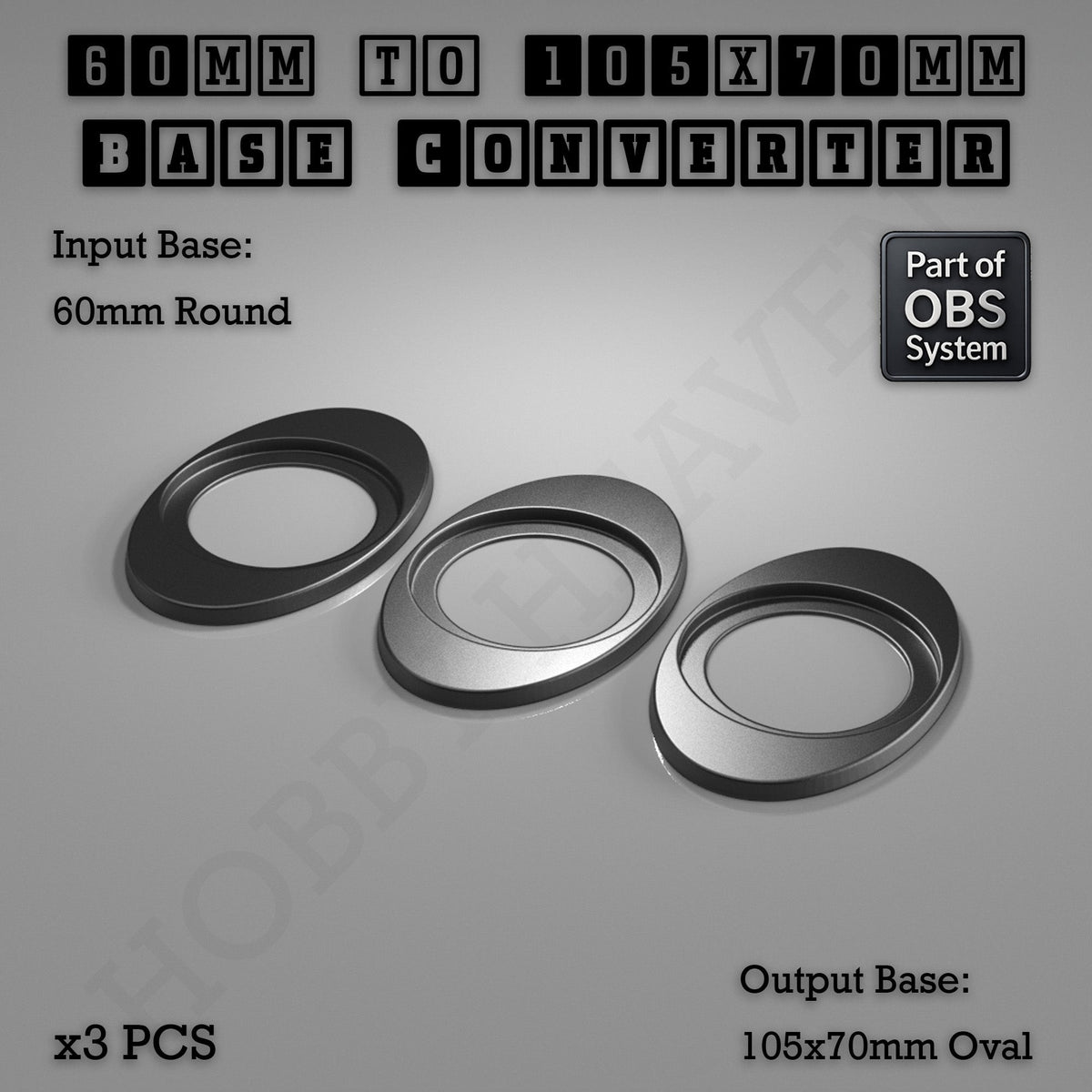 Round To Oval Bases Size Converters 3d Print Full Range