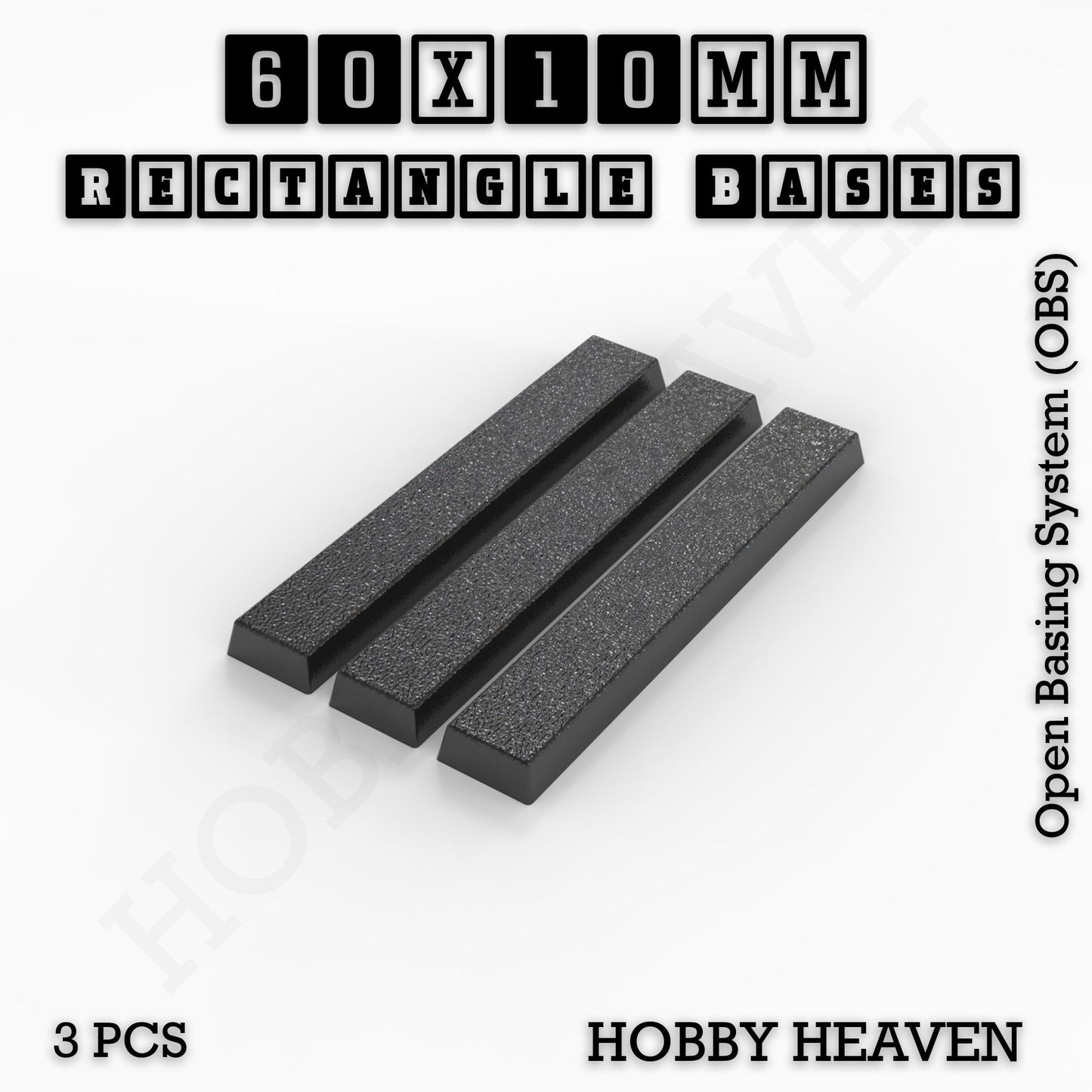 Rectangle Bases Small Sizes - 20x15mm to 75x25mm and up to 60x50mm Wide - 3D Print Tabletop Games