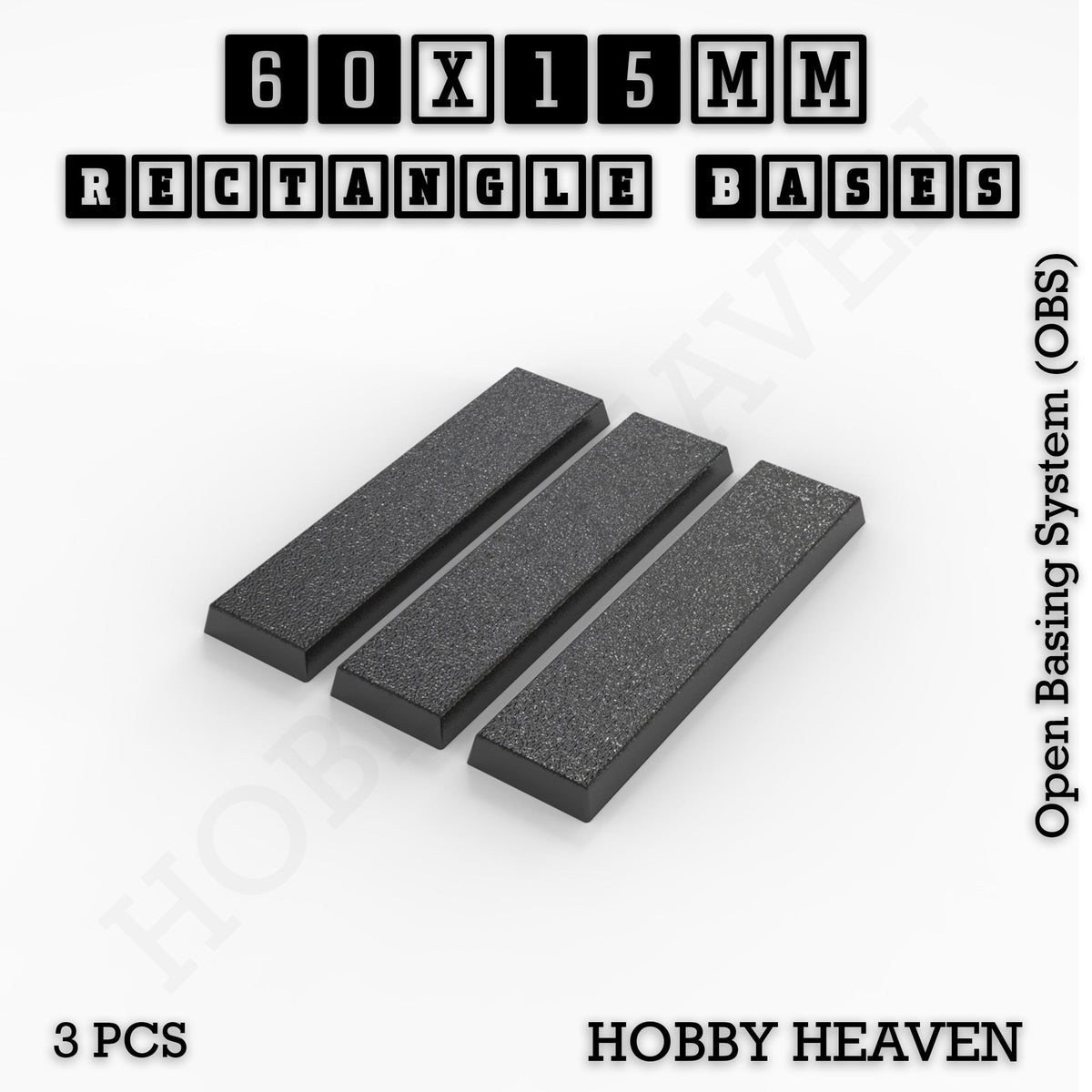 Rectangle Bases Small Sizes - 20x15mm to 75x25mm and up to 60x50mm Wide - 3D Print Tabletop Games