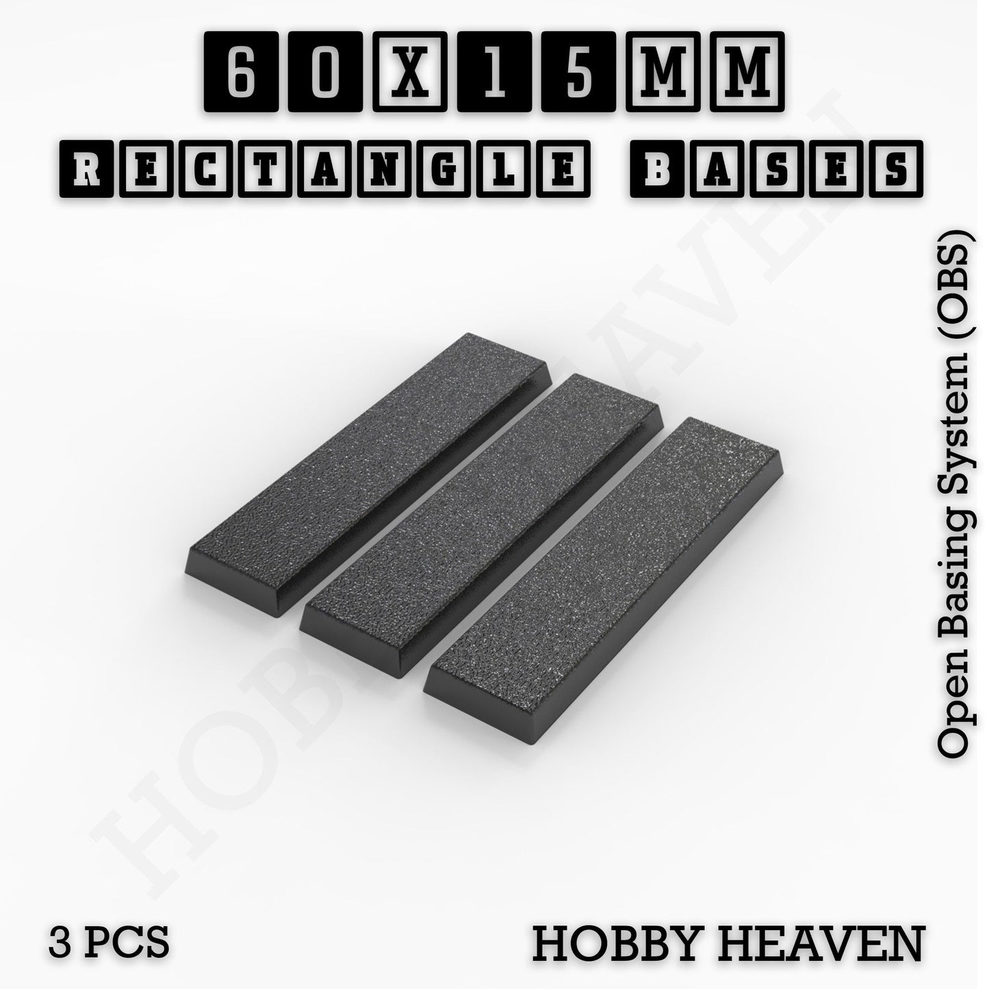 Rectangle Bases Medium Sizes - 75x30mm to 125x40mm and up to 100x90mm Wide - 3D Print Tabletop Games