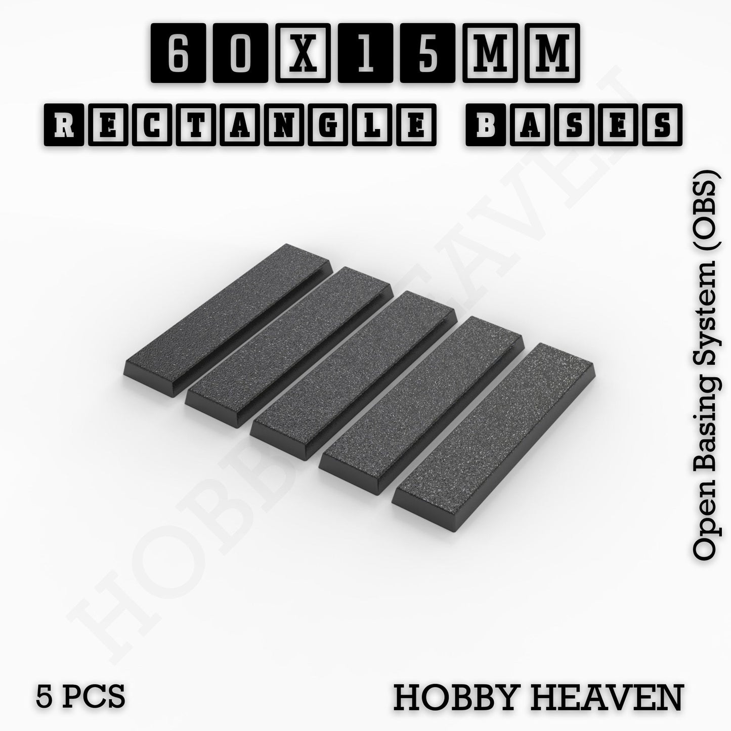 Rectangle Bases Small Sizes - 20x15mm to 75x25mm and up to 60x50mm Wide - 3D Print Tabletop Games