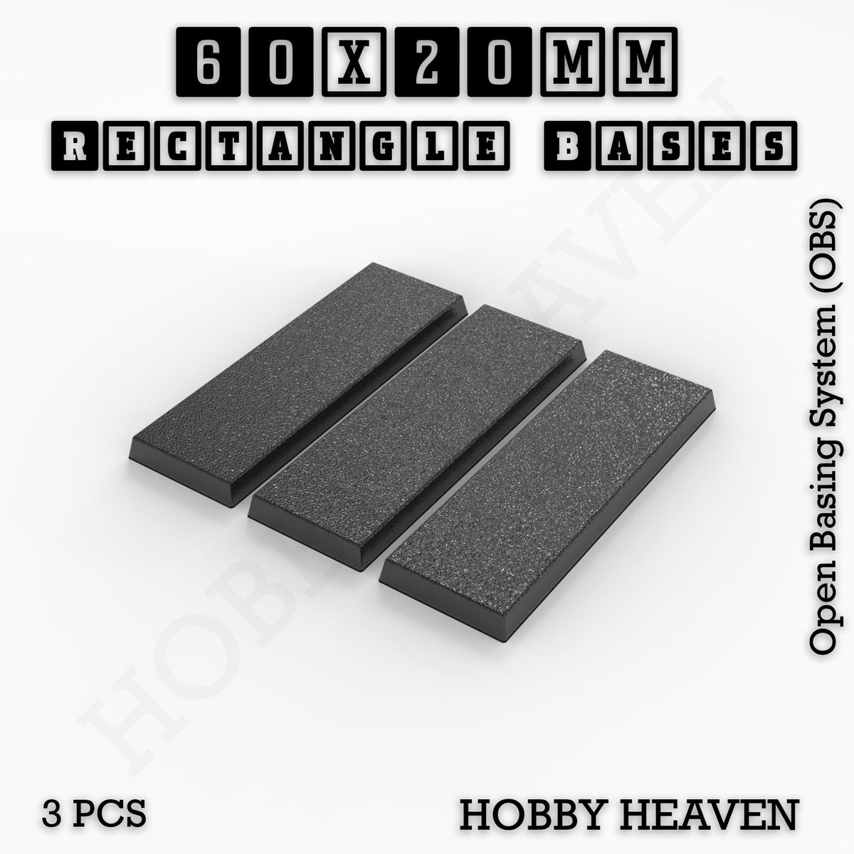 Rectangle Bases Small Sizes - 20x15mm to 75x25mm and up to 60x50mm Wide - 3D Print Tabletop Games