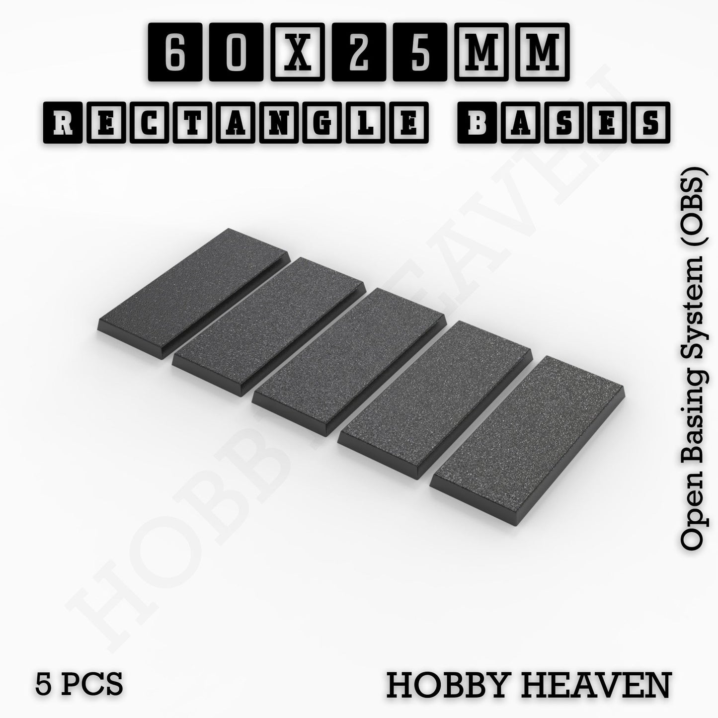 Rectangle Bases Small Sizes - 20x15mm to 75x25mm and up to 60x50mm Wide - 3D Print Tabletop Games