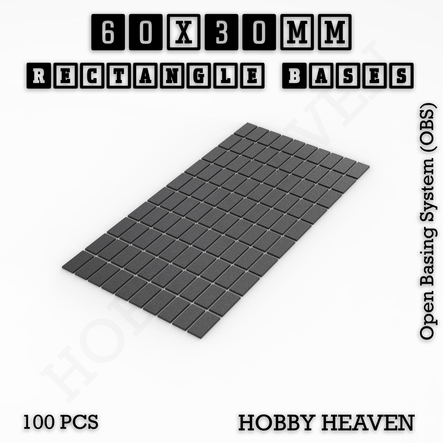 Rectangle Bases Small Sizes - 20x15mm to 75x25mm and up to 60x50mm Wide - 3D Print Tabletop Games