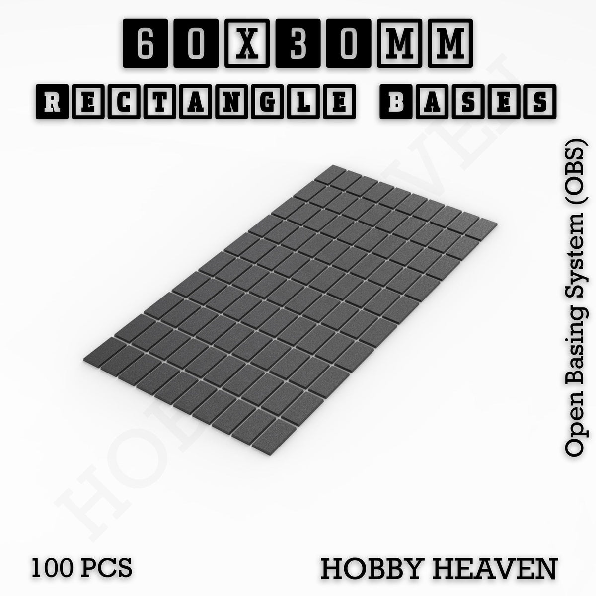 Rectangle Bases Medium Sizes - 75x30mm to 125x40mm and up to 100x90mm Wide - 3D Print Tabletop Games
