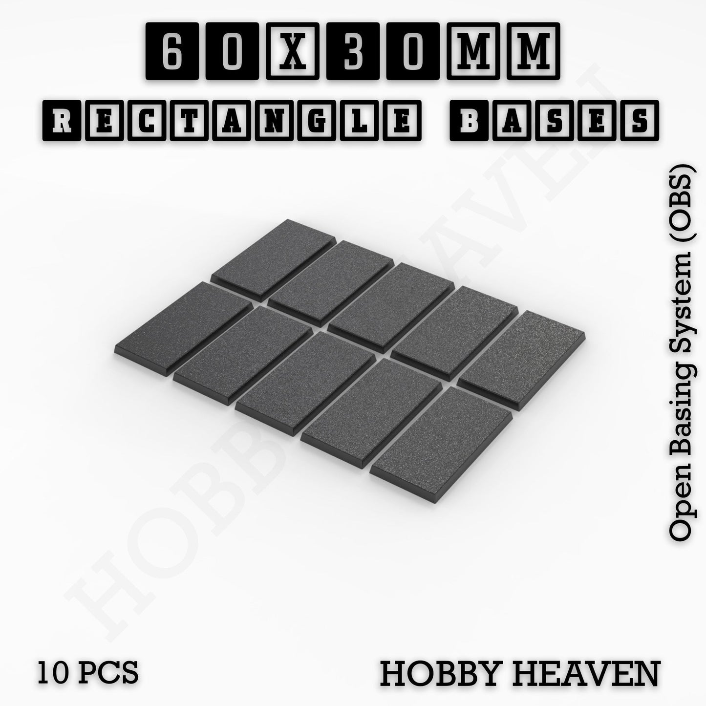 Rectangle Bases Small Sizes - 20x15mm to 75x25mm and up to 60x50mm Wide - 3D Print Tabletop Games