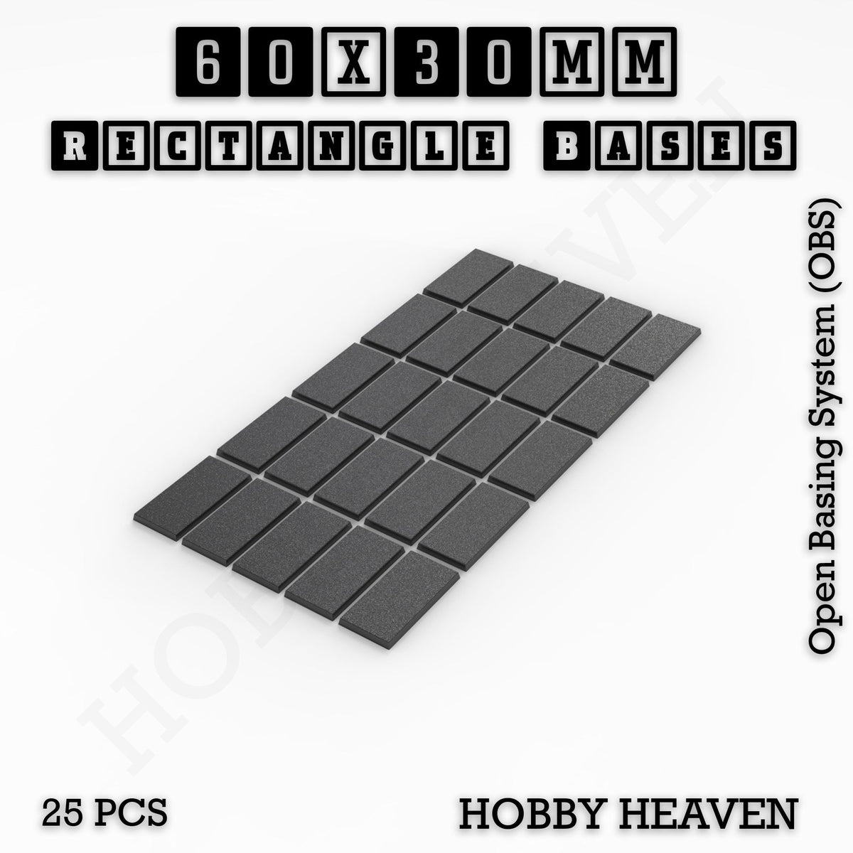 Rectangle Bases Medium Sizes - 75x30mm to 125x40mm and up to 100x90mm Wide - 3D Print Tabletop Games