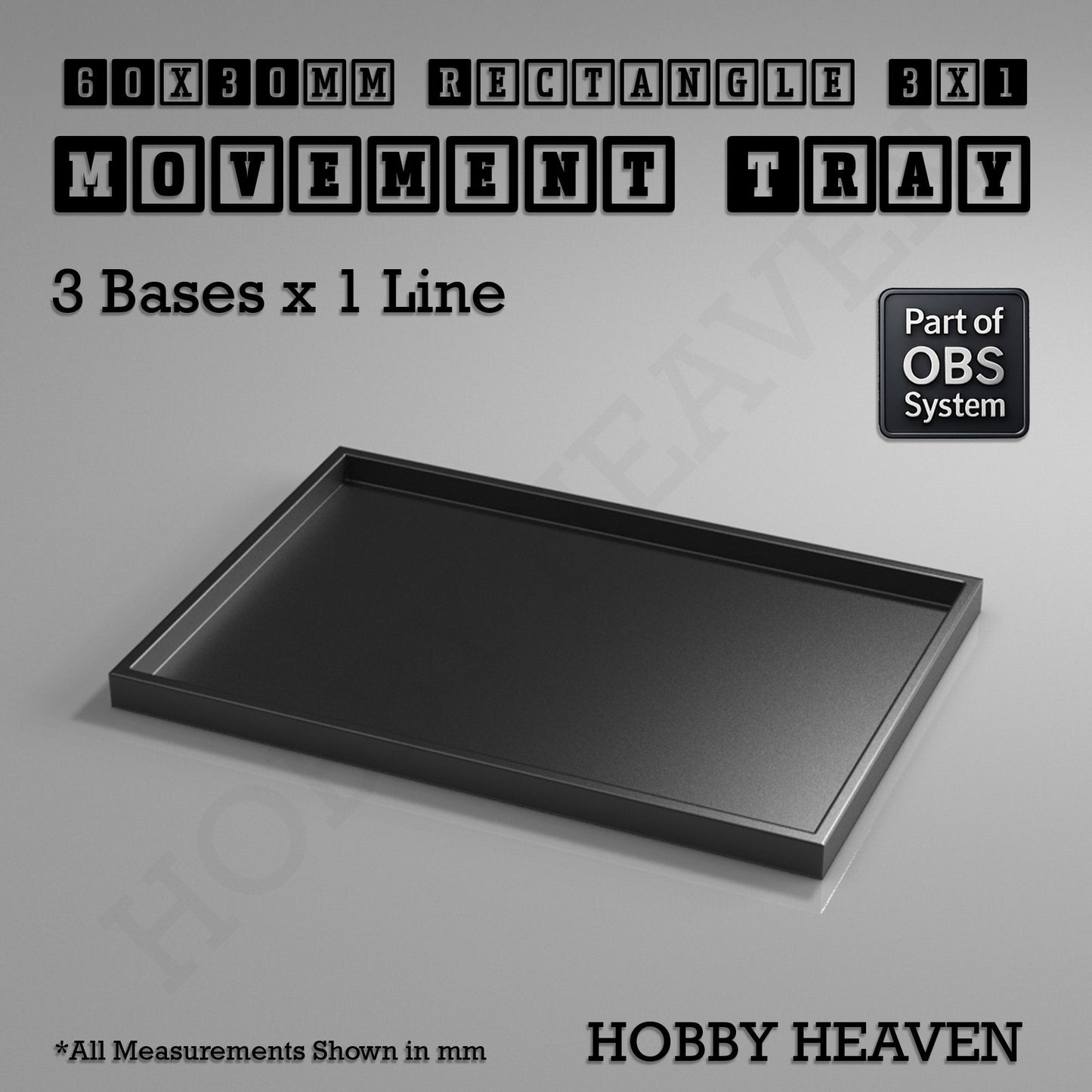 Rectangle Movement Trays | Cavalry & Monsters | 50×25-100×60mm | OBS System
