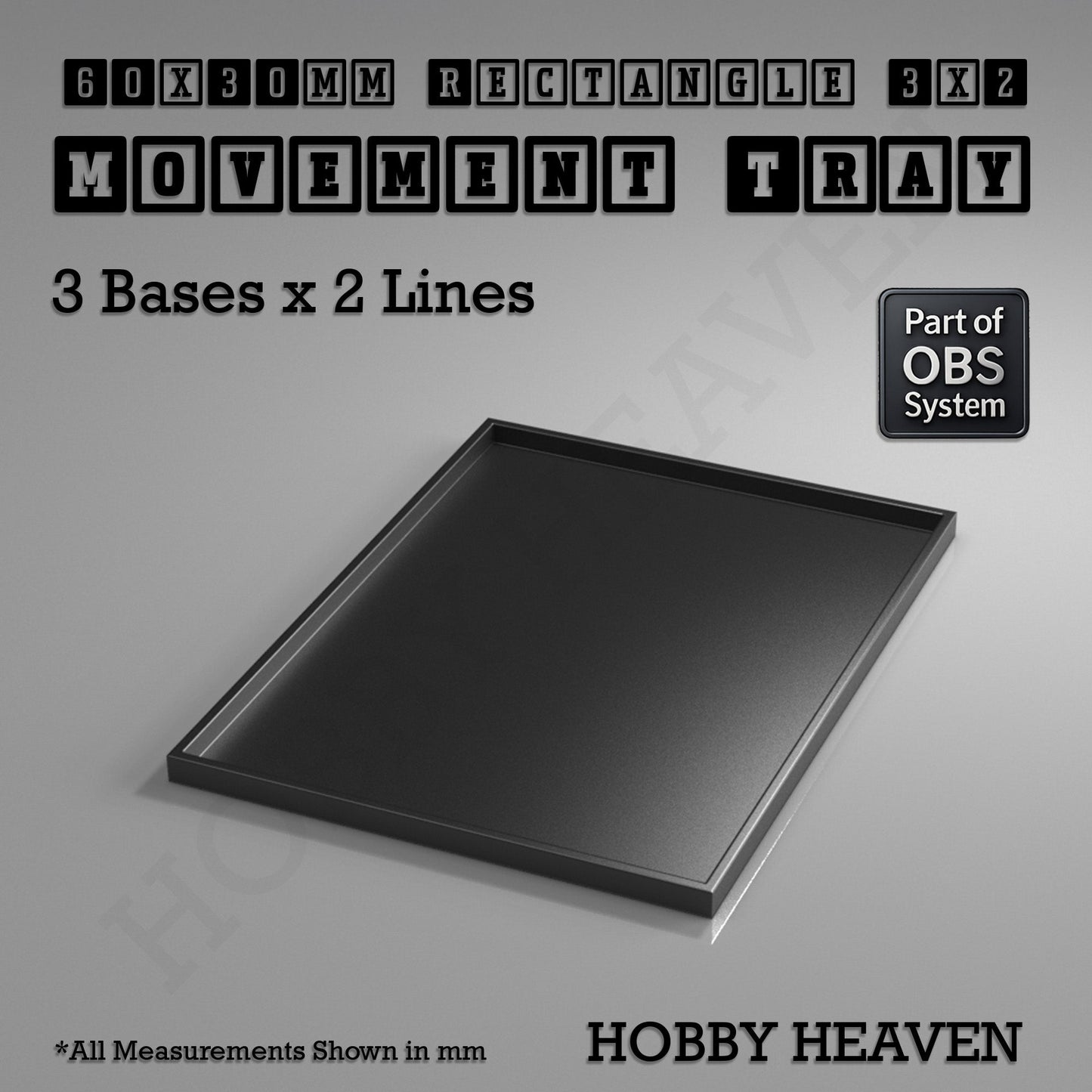 Rectangle Movement Trays | Cavalry & Monsters | 50×25-100×60mm | OBS System