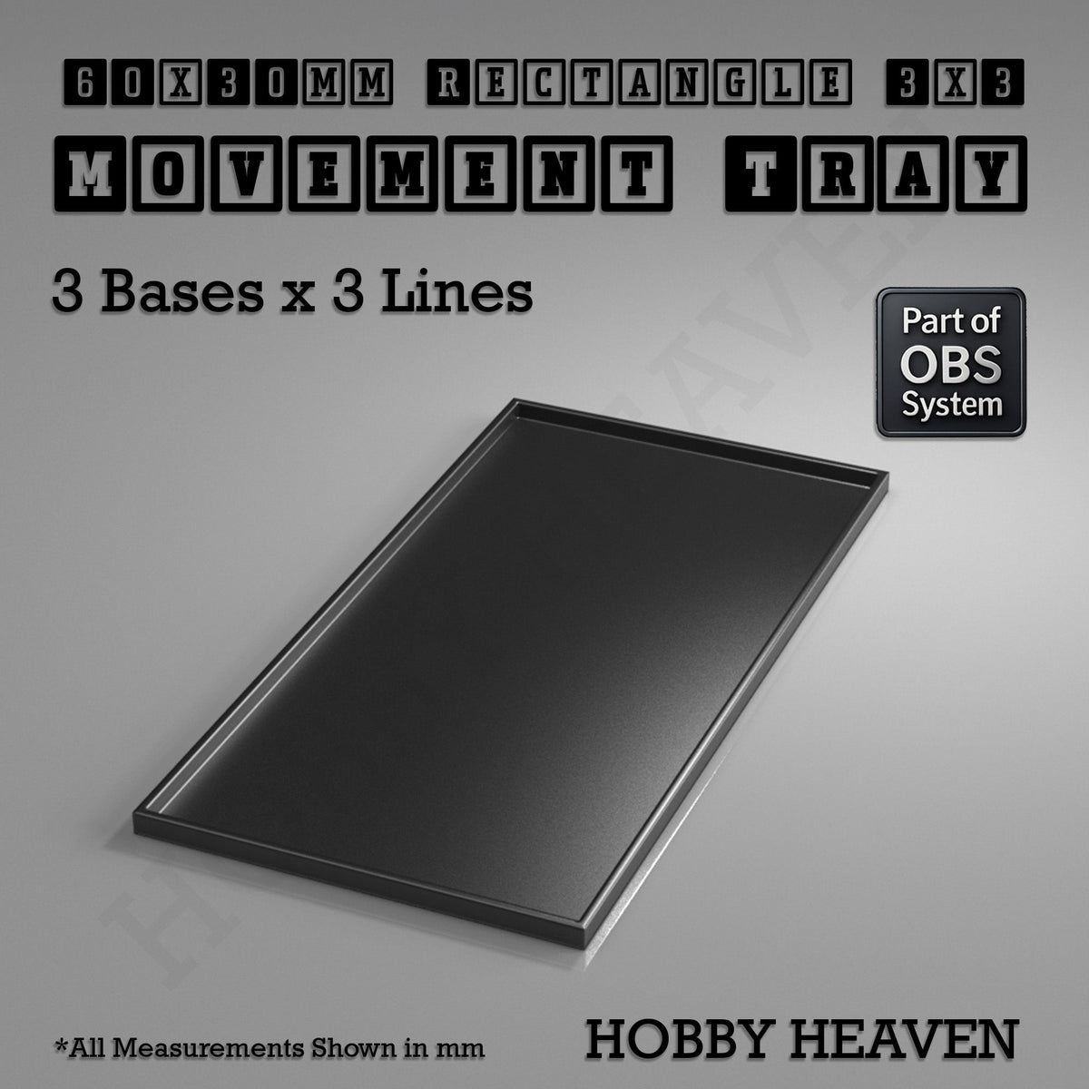 Rectangle Movement Trays | Cavalry & Monsters | 50×25-100×60mm | OBS System