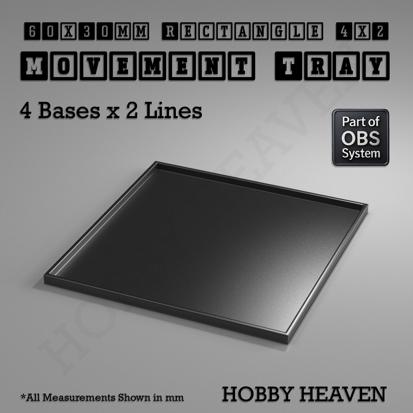 Rectangle Movement Trays | Cavalry & Monsters | 50×25-100×60mm | OBS System
