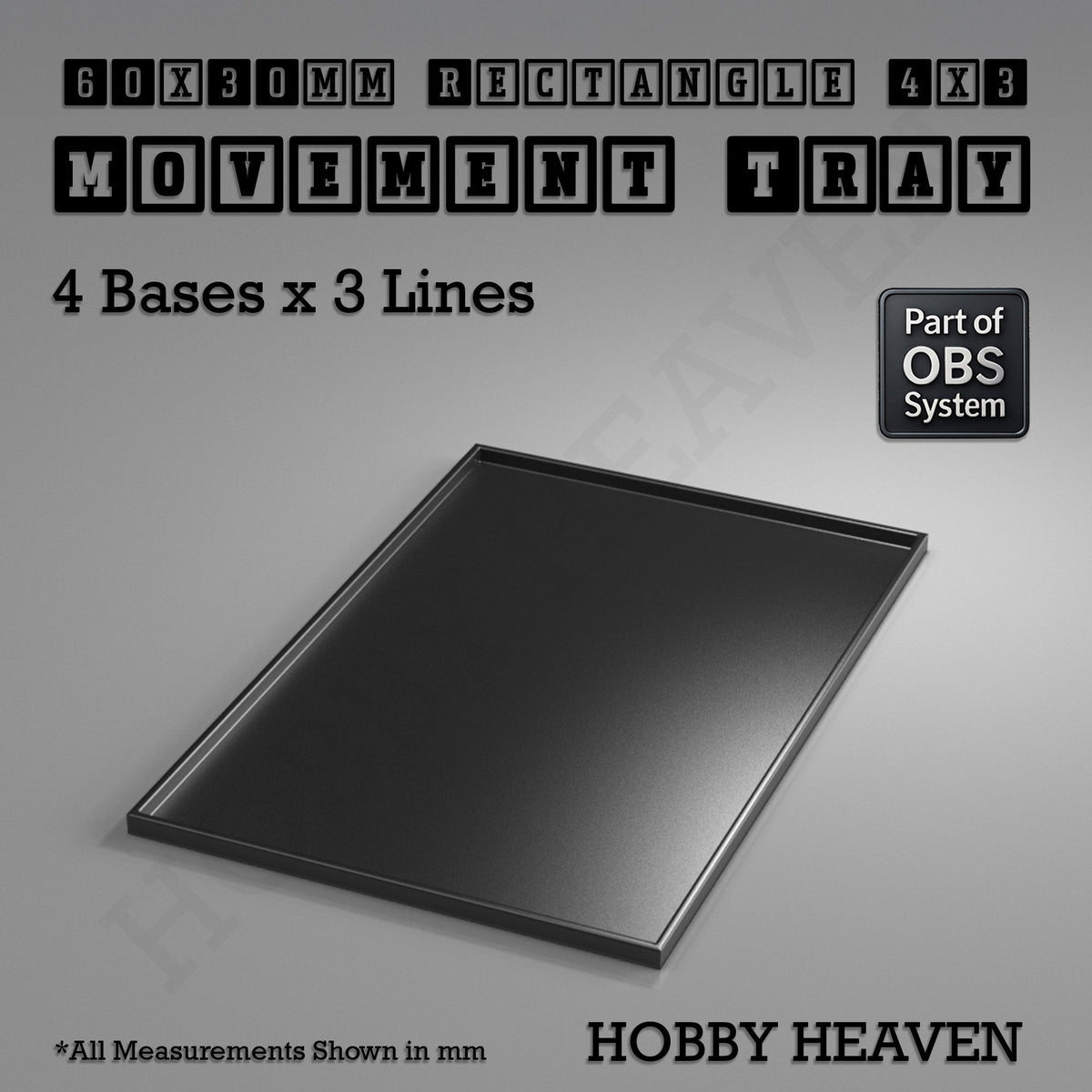 Rectangle Movement Trays | Cavalry & Monsters | 50×25-100×60mm | OBS System