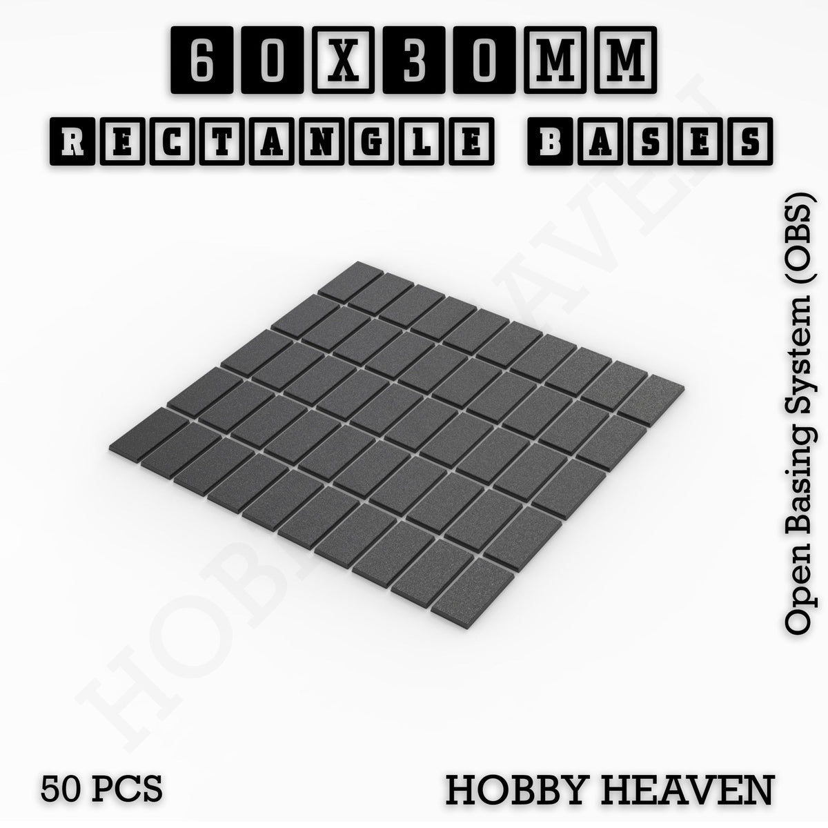 Rectangle Bases Medium Sizes - 75x30mm to 125x40mm and up to 100x90mm Wide - 3D Print Tabletop Games