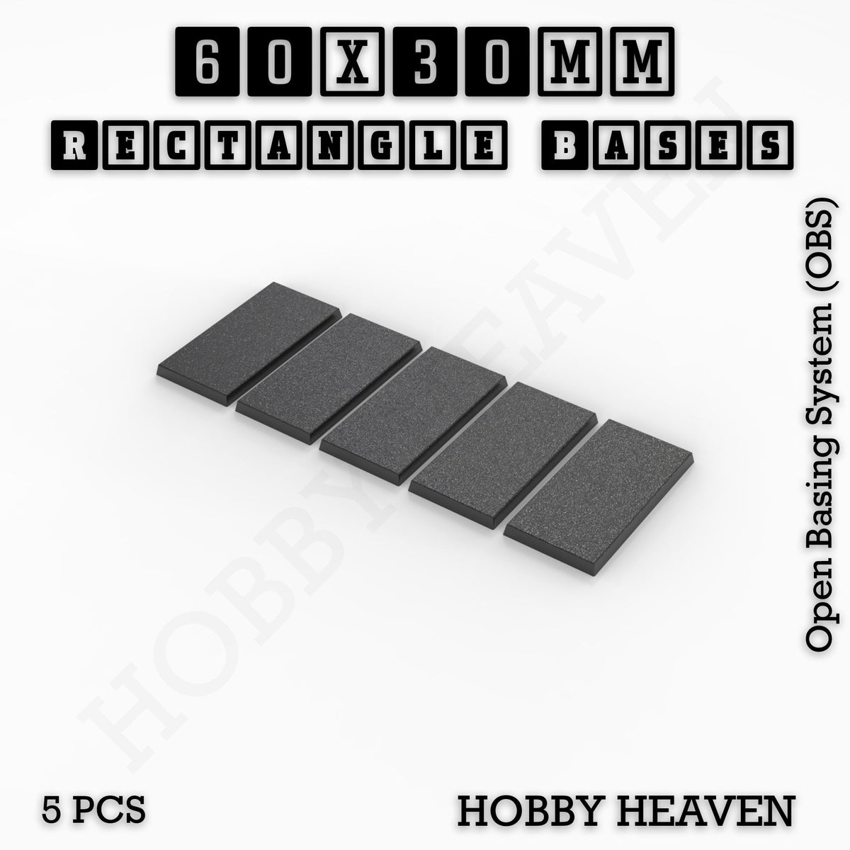 Rectangle Bases Small Sizes - 20x15mm to 75x25mm and up to 60x50mm Wide - 3D Print Tabletop Games