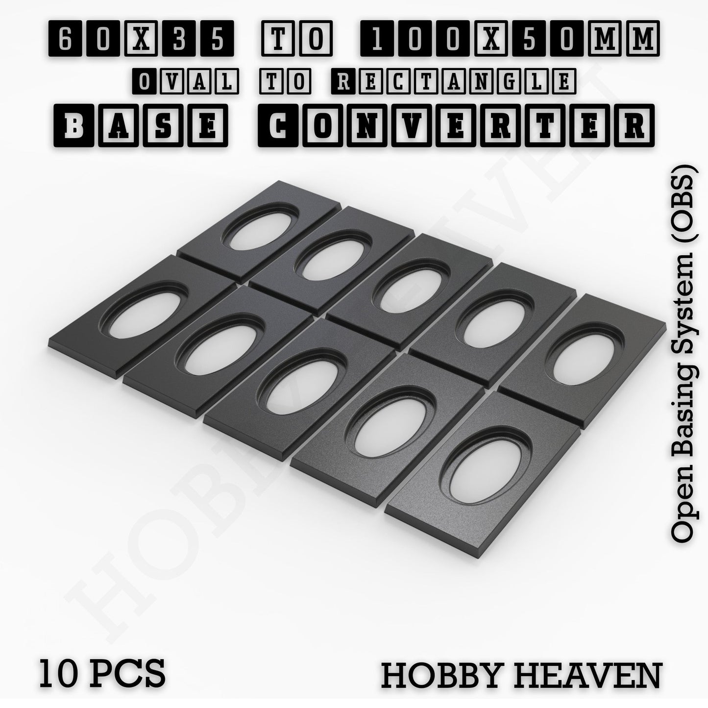Oval to Rectangle Base Converters 3D Print Full Range