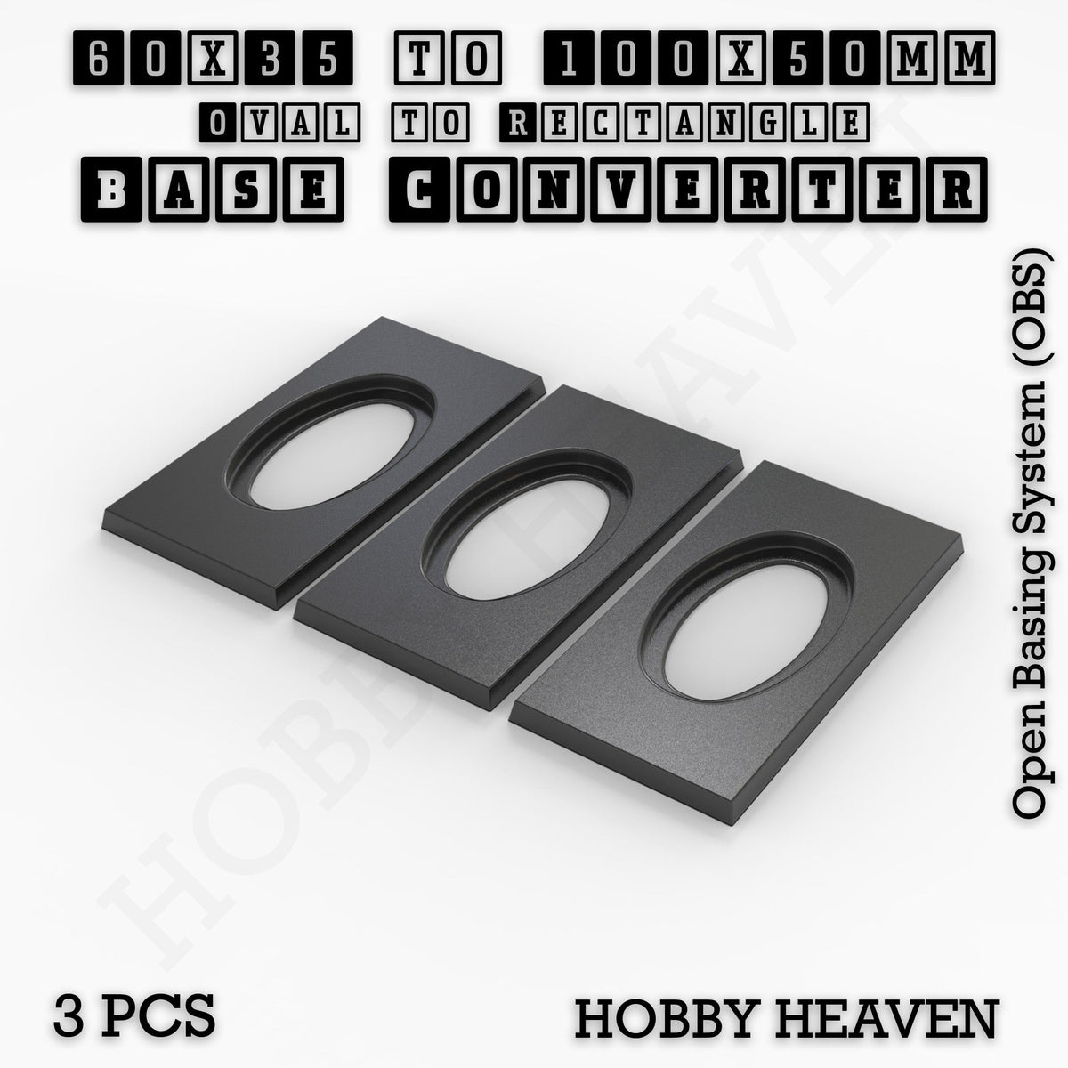 Oval to Rectangle Base Converters 3D Print Full Range