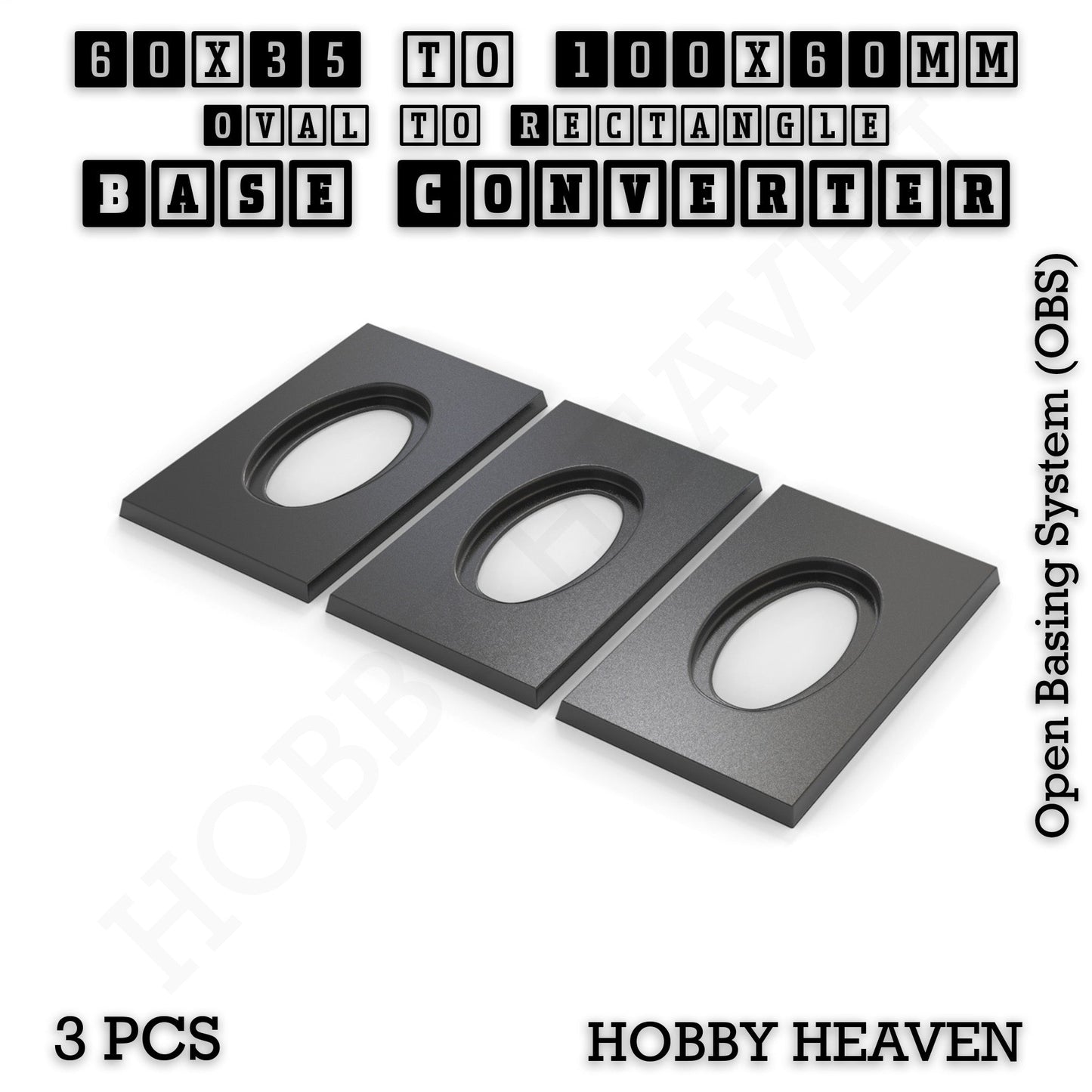 Oval to Rectangle Base Converters 3D Print Full Range