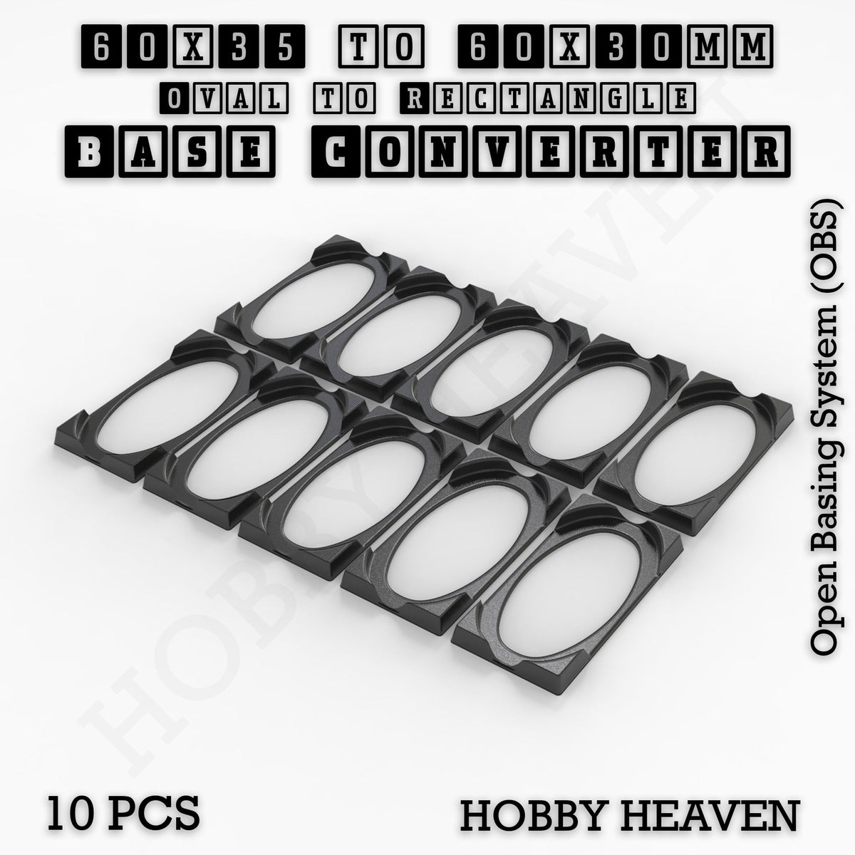 Oval to Rectangle Base Converters 3D Print Full Range