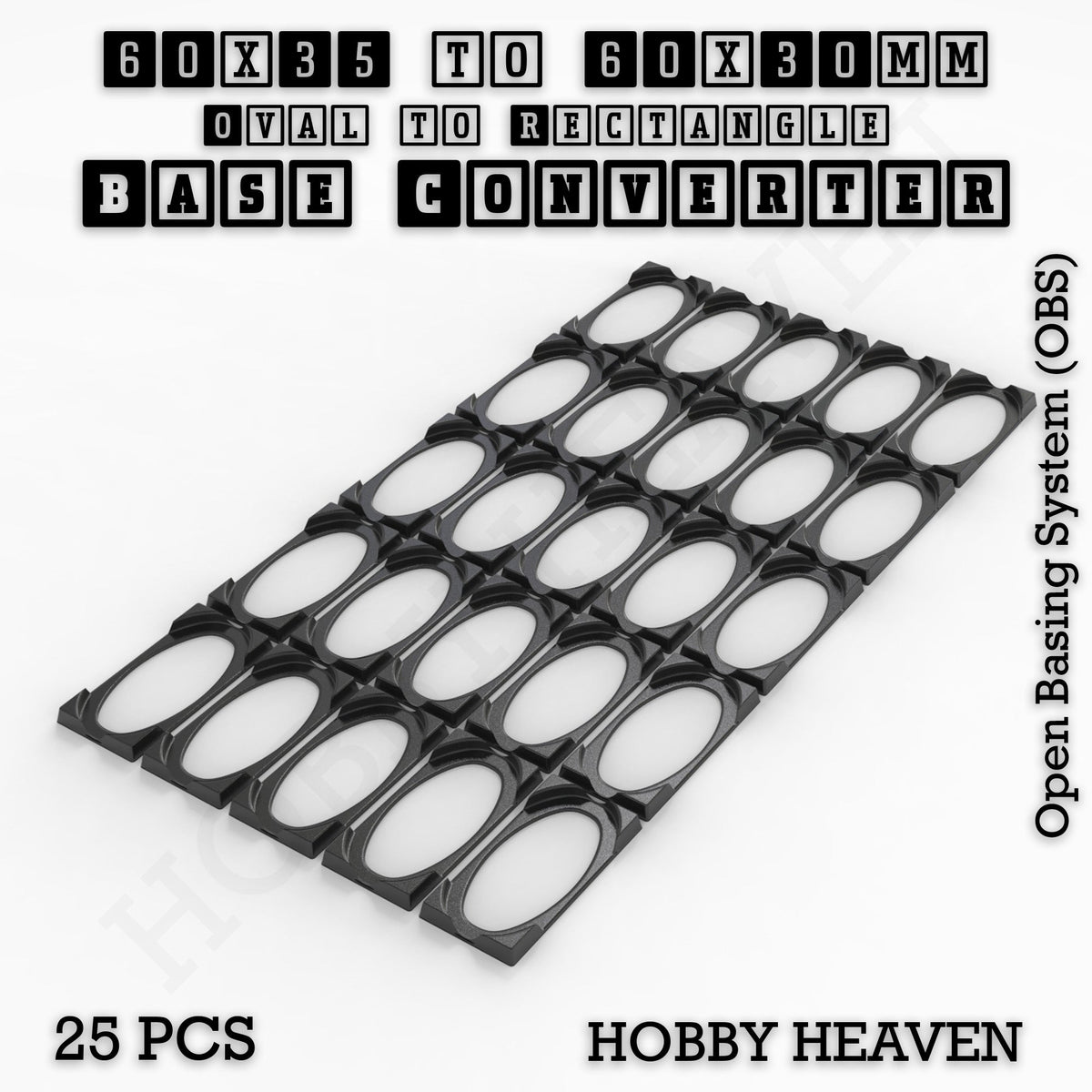 Oval to Rectangle Base Converters 3D Print Full Range