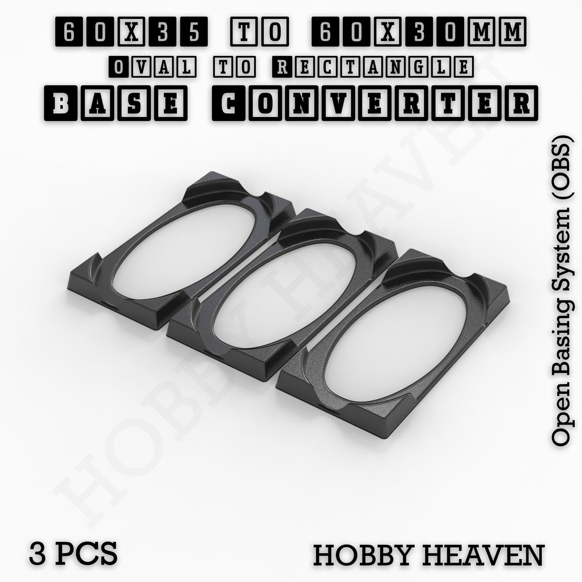 Oval to Rectangle Base Converters 3D Print Full Range