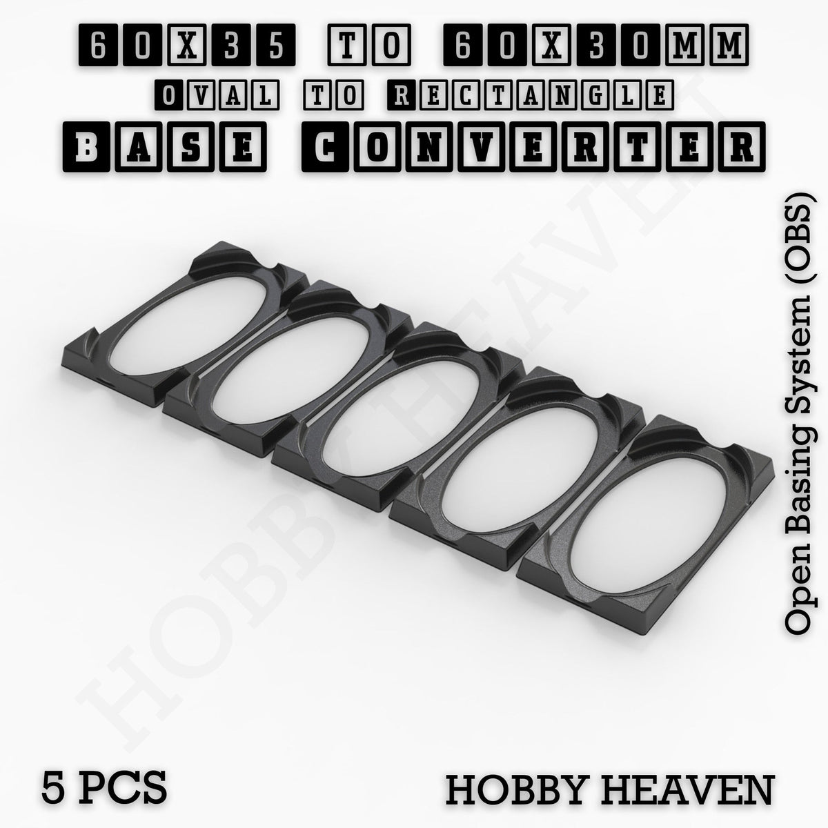 Oval to Rectangle Base Converters 3D Print Full Range