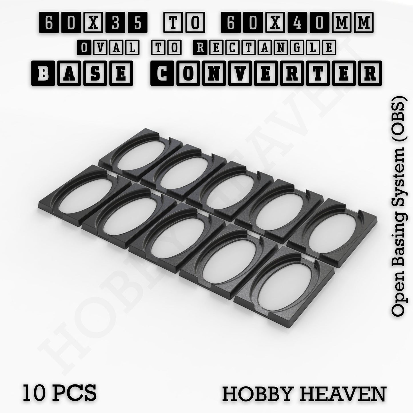 Oval to Rectangle Base Converters 3D Print Full Range