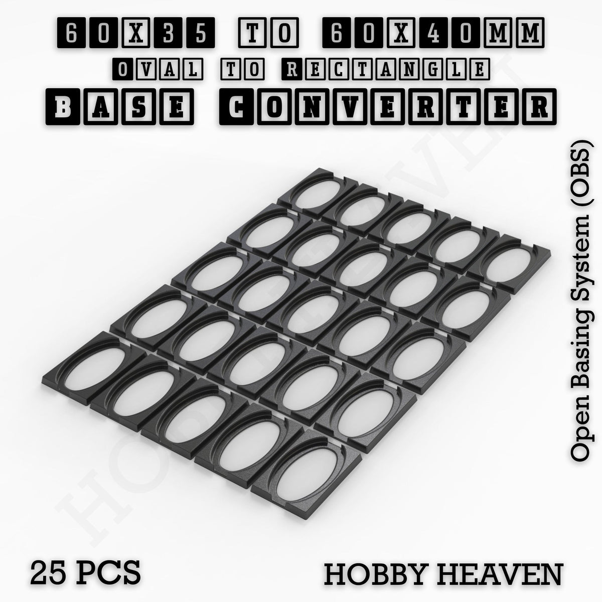 Oval to Rectangle Base Converters 3D Print Full Range