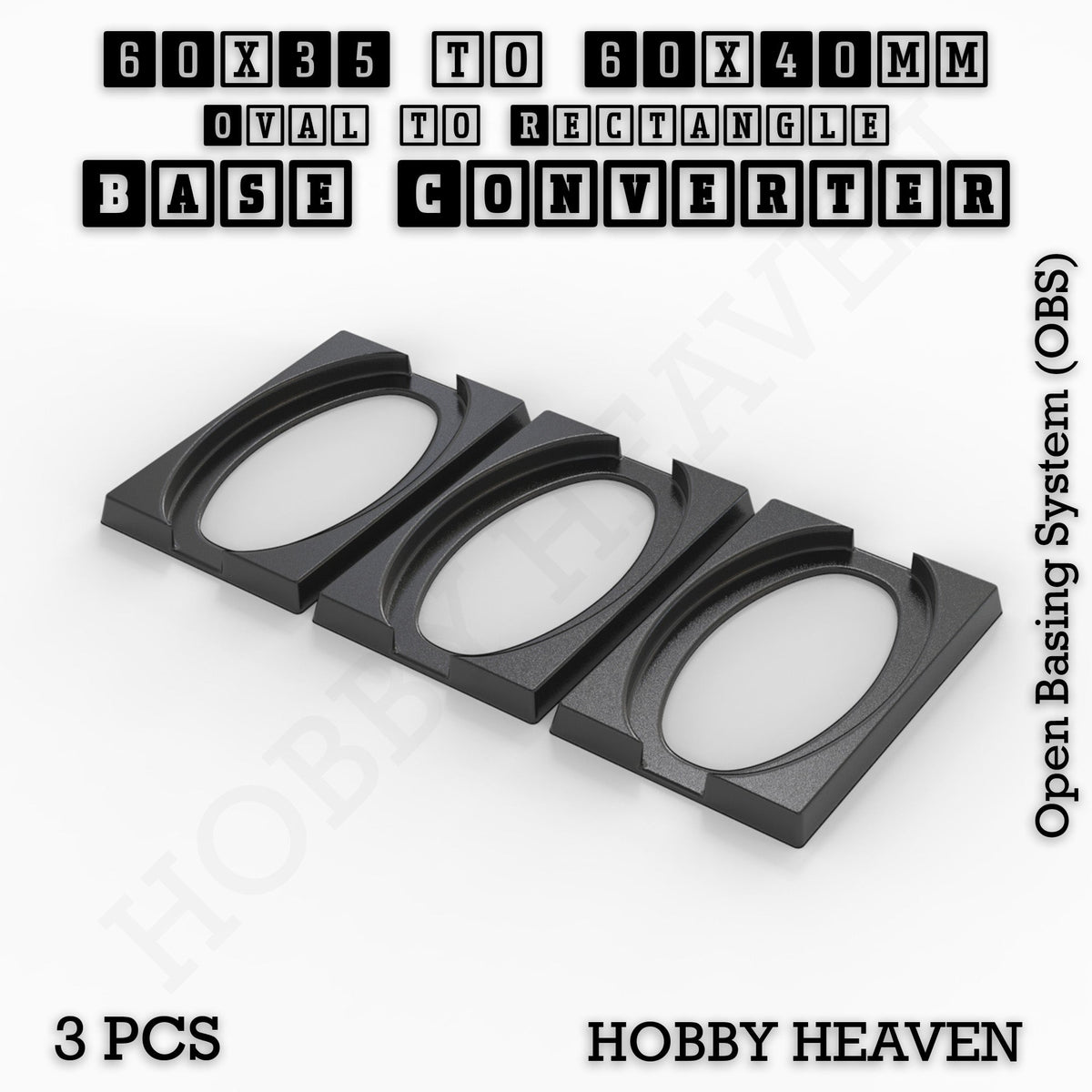 Oval to Rectangle Base Converters 3D Print Full Range