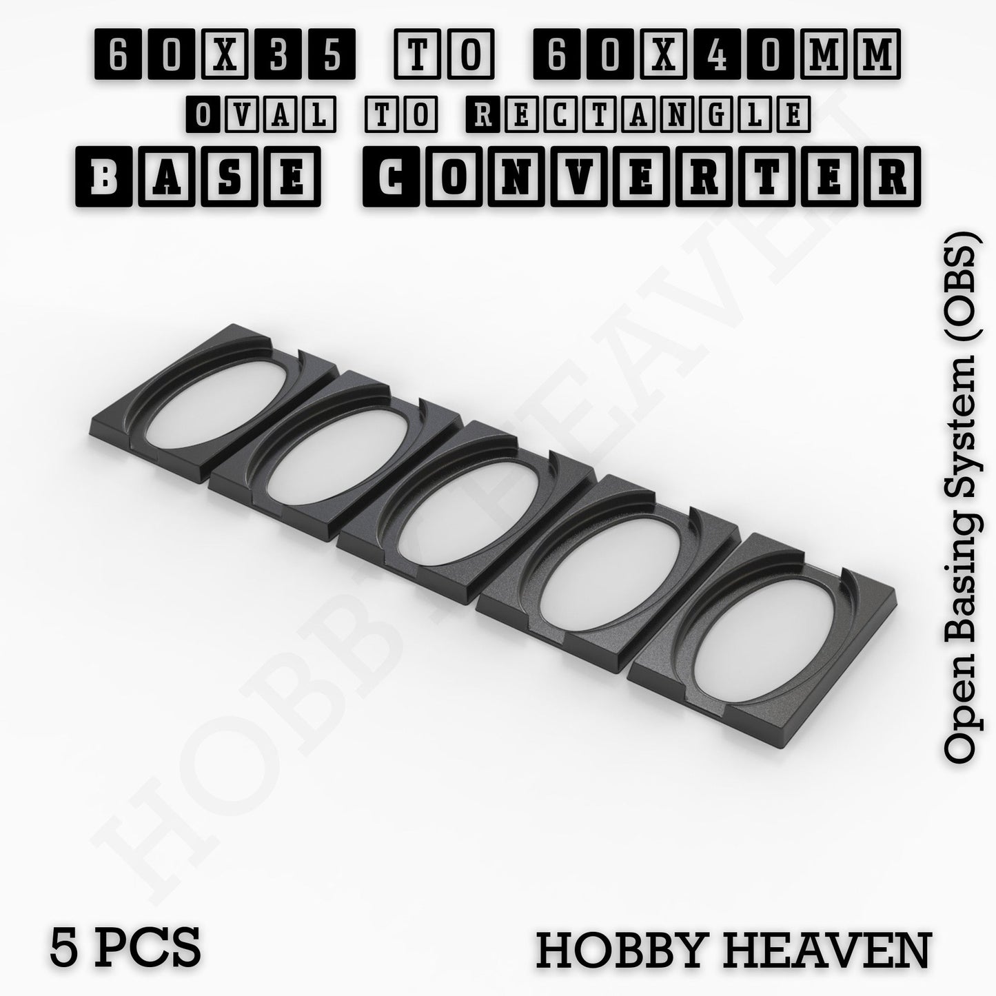 Oval to Rectangle Base Converters 3D Print Full Range