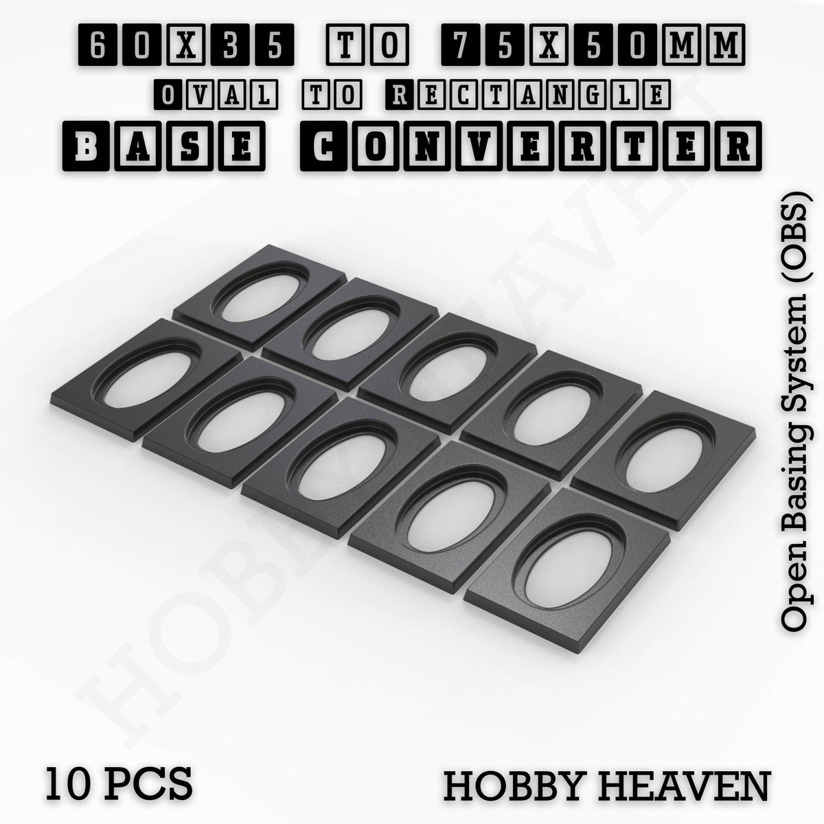 Oval to Rectangle Base Converters 3D Print Full Range