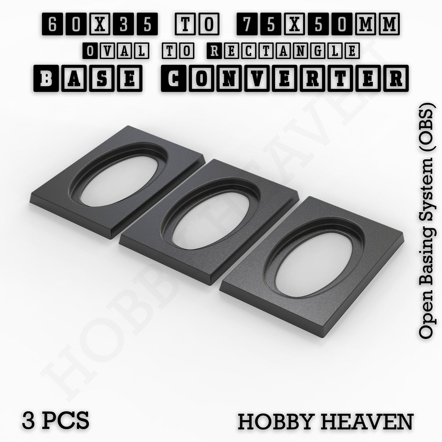 Oval to Rectangle Base Converters 3D Print Full Range