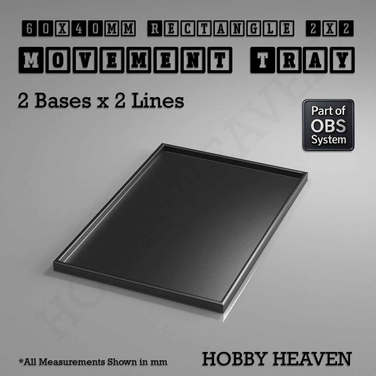 Rectangle Movement Trays | Cavalry & Monsters | 50×25-100×60mm | OBS System