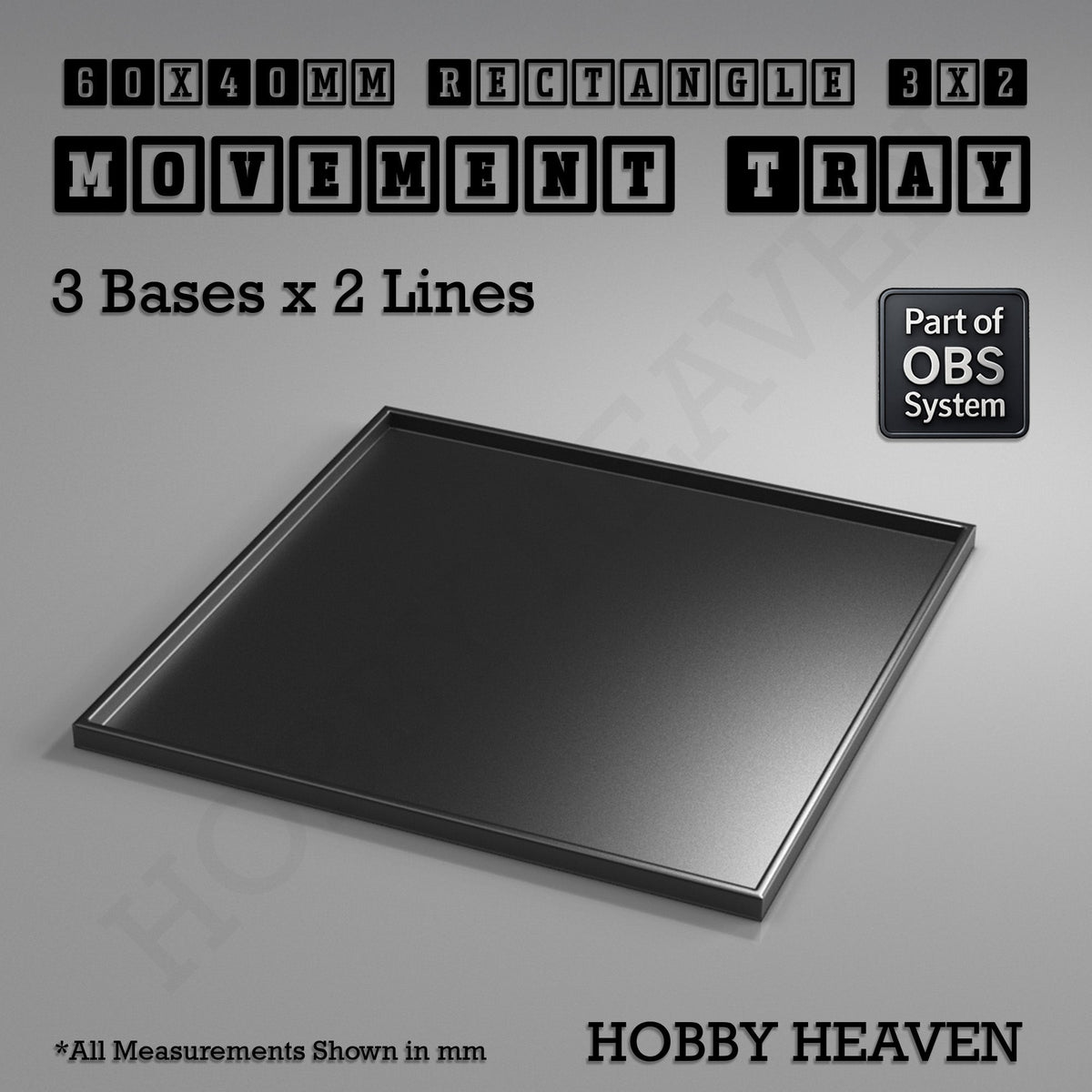 Rectangle Movement Trays | Cavalry & Monsters | 50×25-100×60mm | OBS System