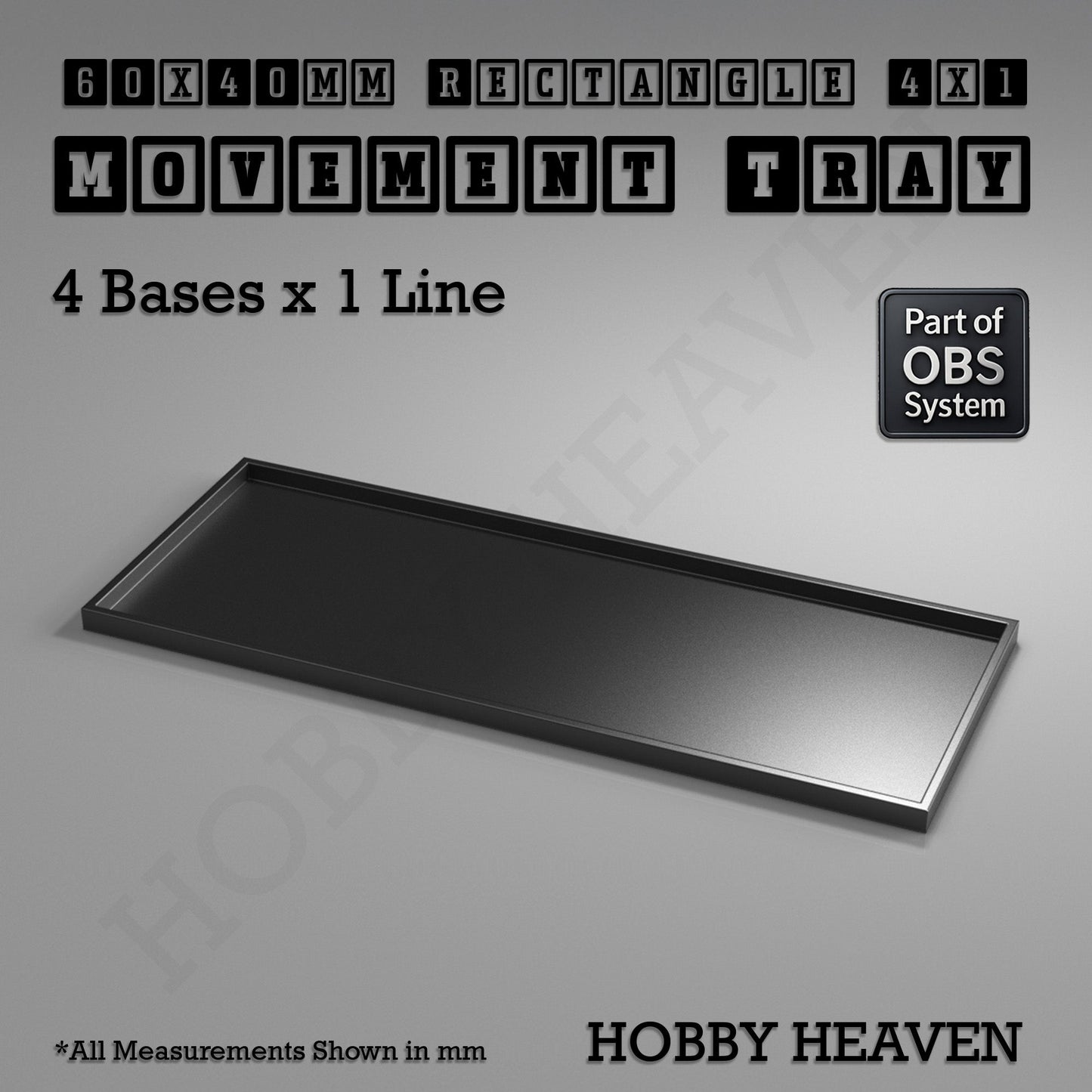 Rectangle Movement Trays | Cavalry & Monsters | 50×25-100×60mm | OBS System