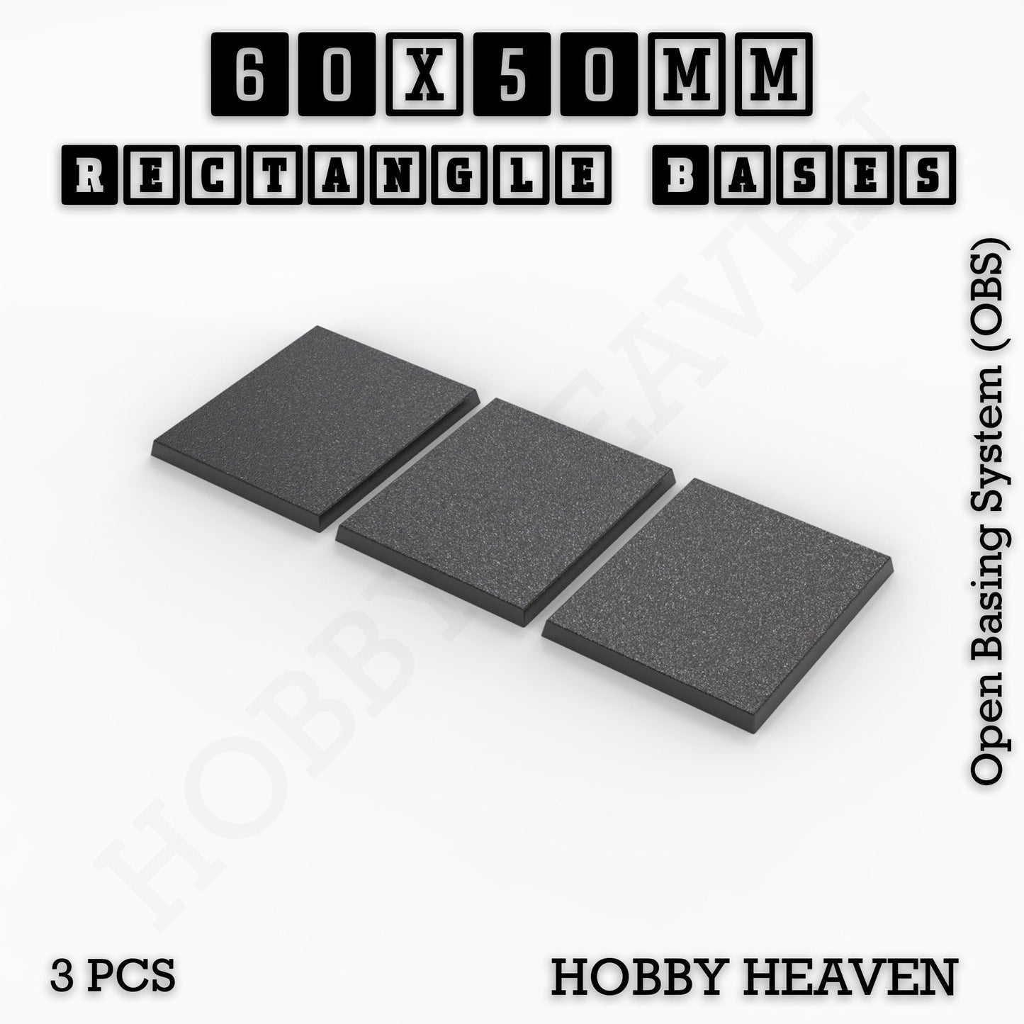 Rectangle Bases Small Sizes - 20x15mm to 75x25mm and up to 60x50mm Wide - 3D Print Tabletop Games