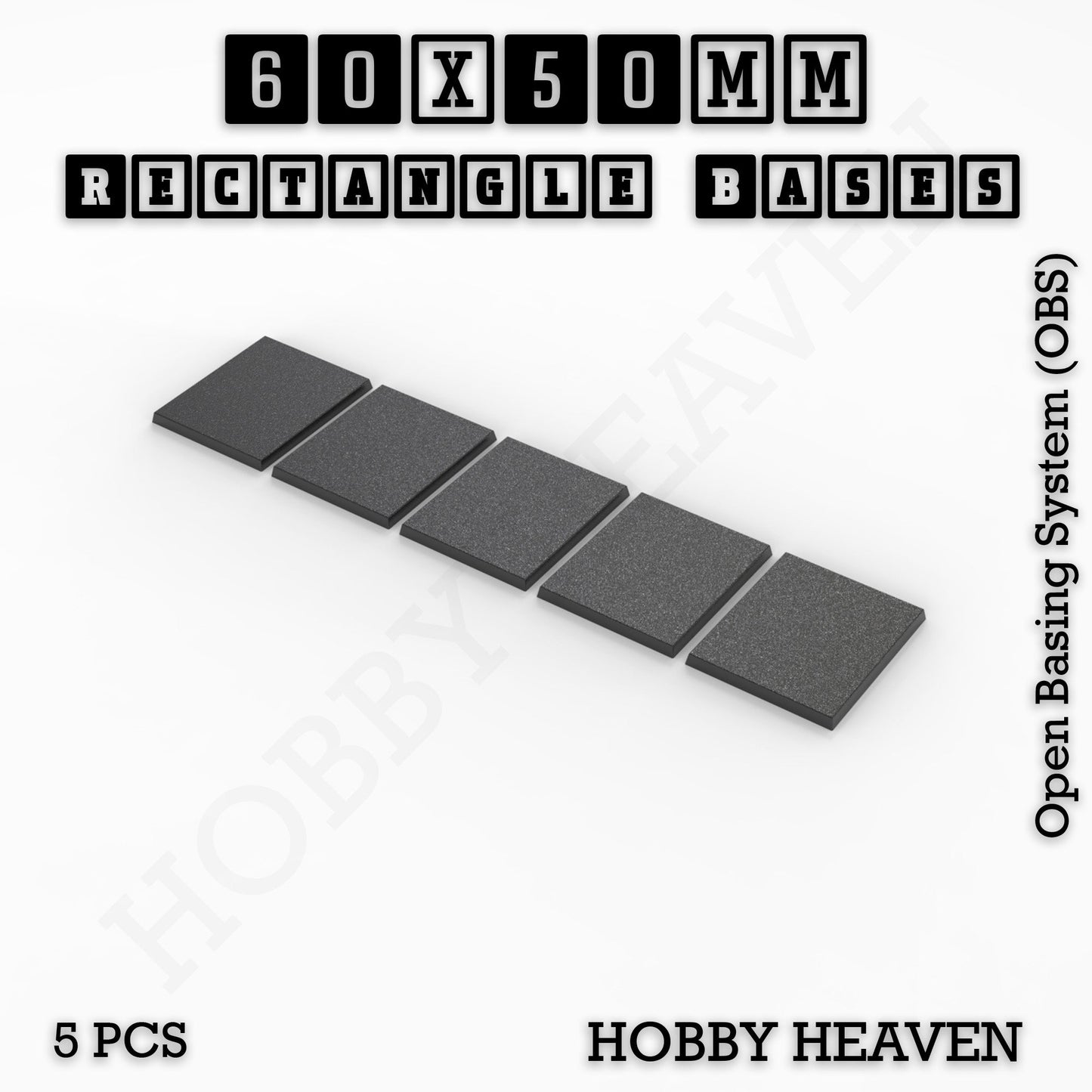 Rectangle Bases Small Sizes - 20x15mm to 75x25mm and up to 60x50mm Wide - 3D Print Tabletop Games