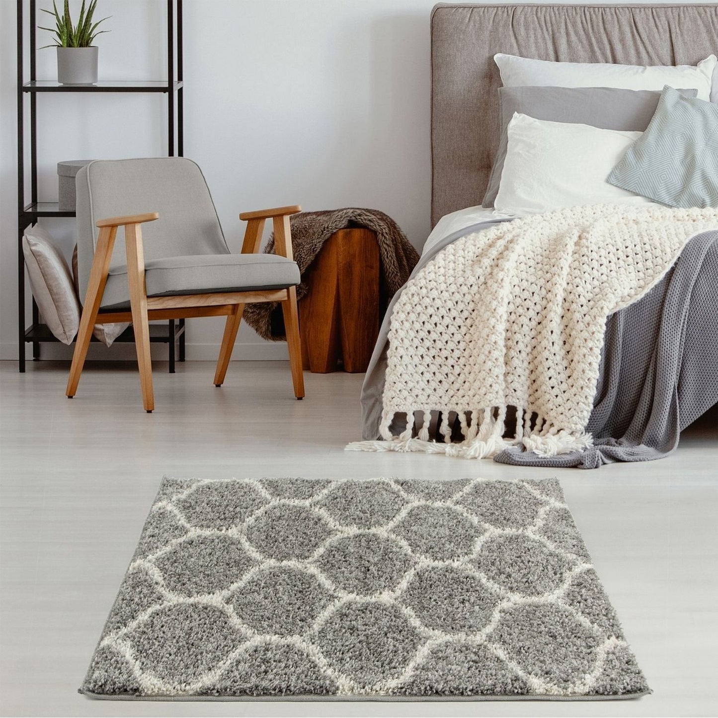 Moroccan Grey Shaggy Rug | 610