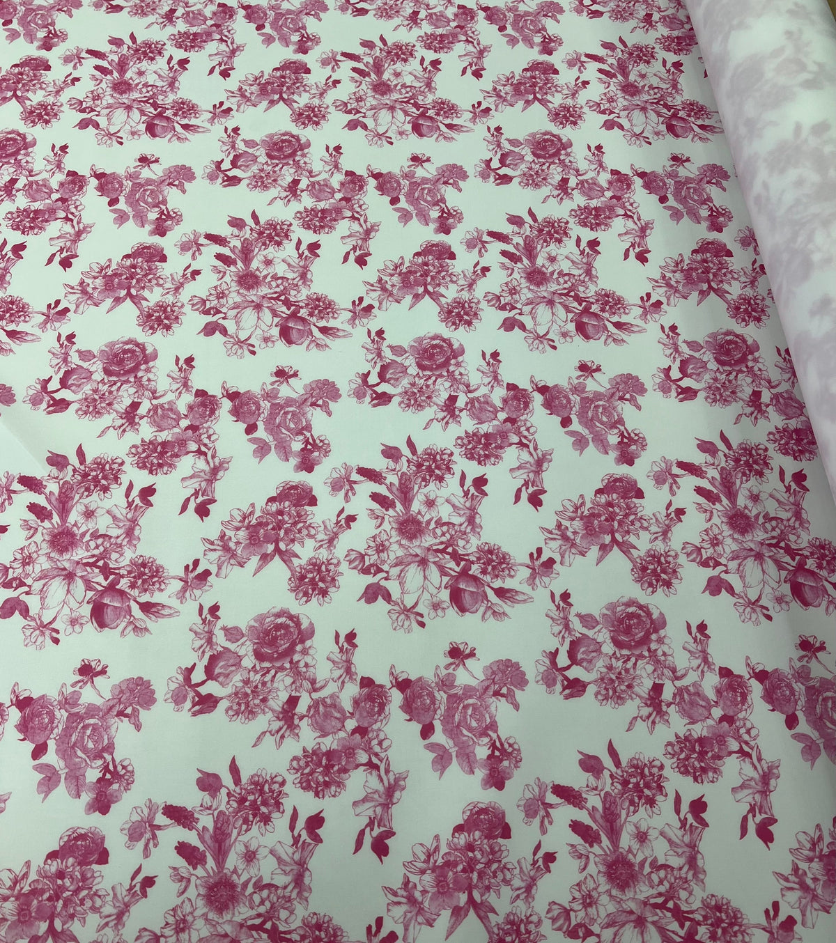Pink Flower Scuba Foam 3D Mono Jersey Fabric 2 Way Stretch