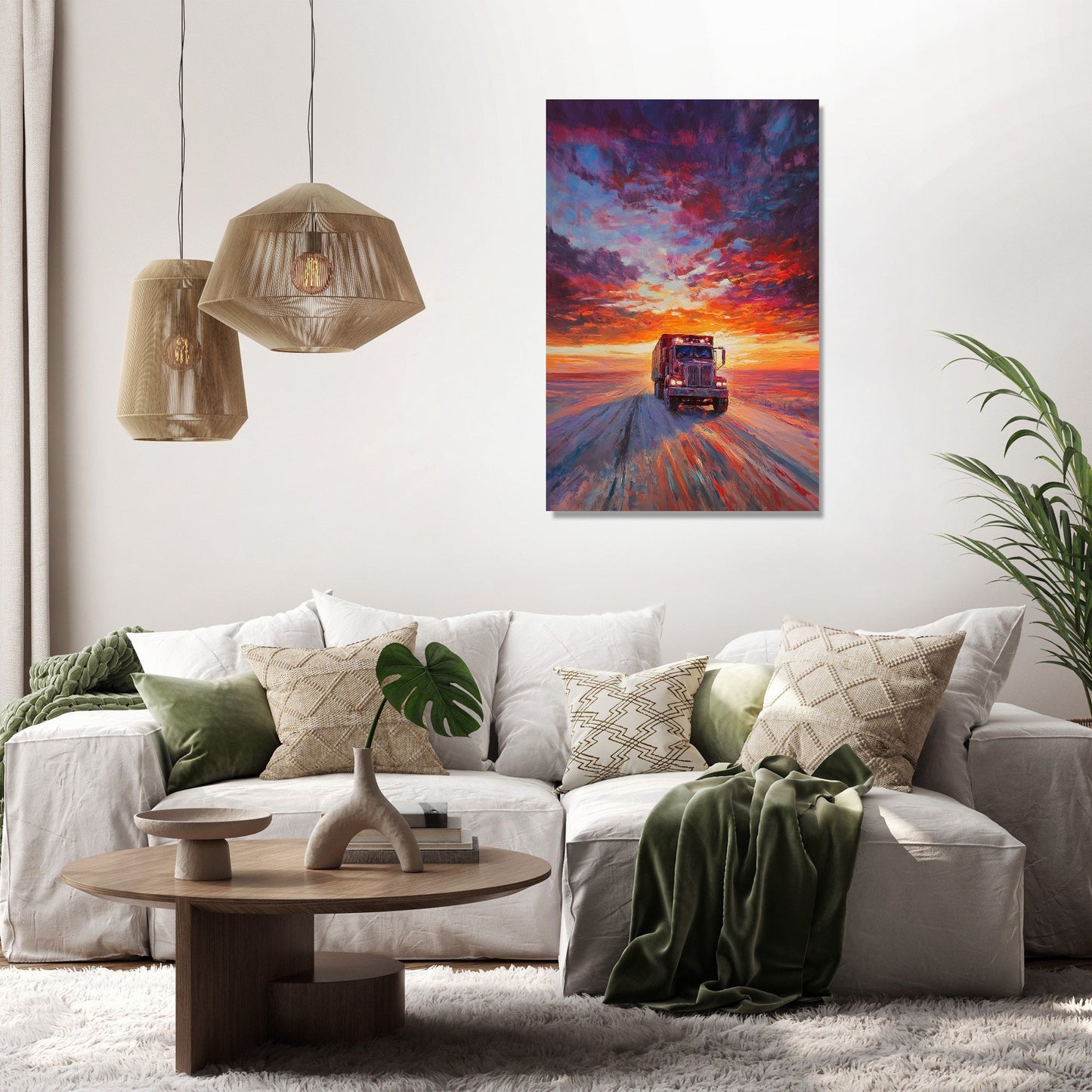Desert Lorry Sunset Canvas