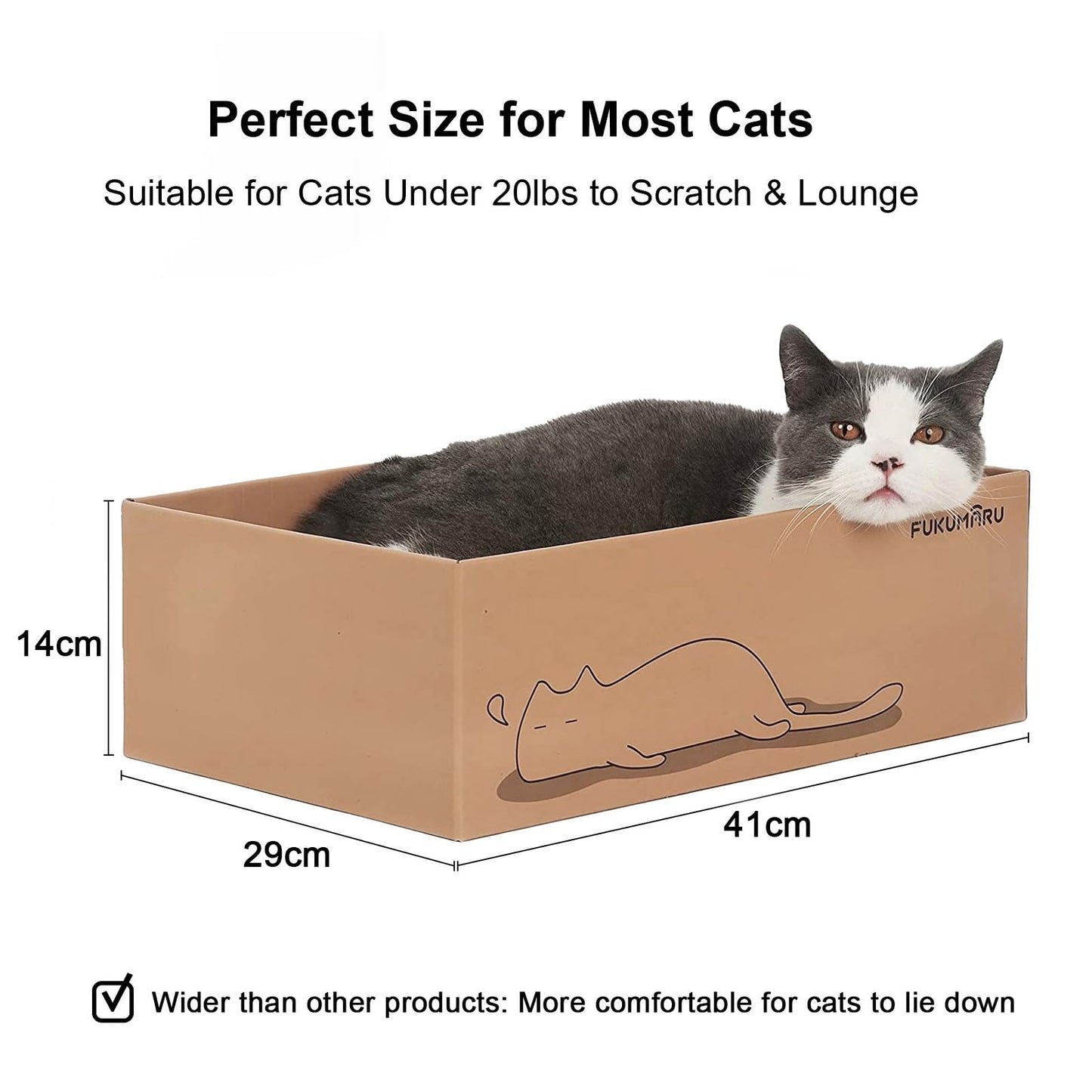 FUKUMARU Cat Scratcher Box with 5 Reversible Cardboard Refill Pads — 2-in-1 Scratch Pad & Lounger (40 x 28 cm) (Copy)
