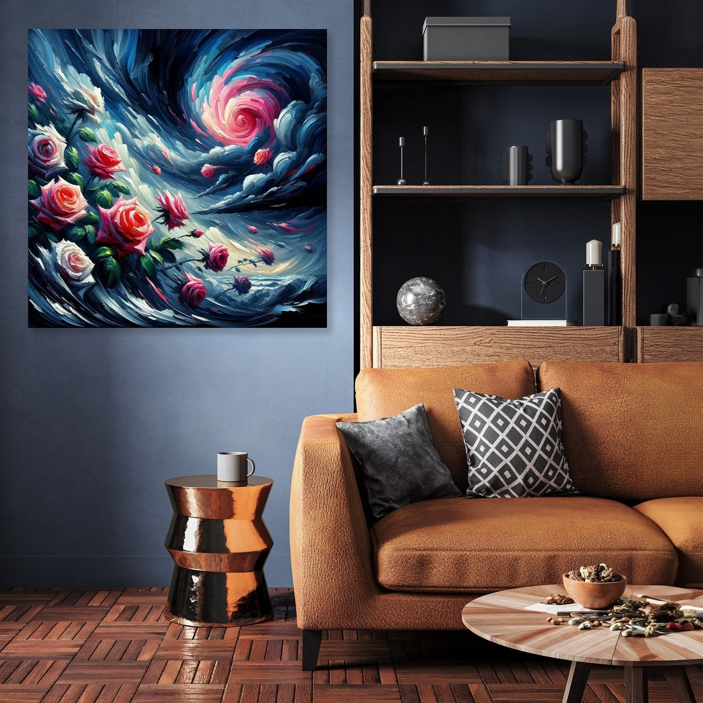 Expressionist Rose Storm Canvas
