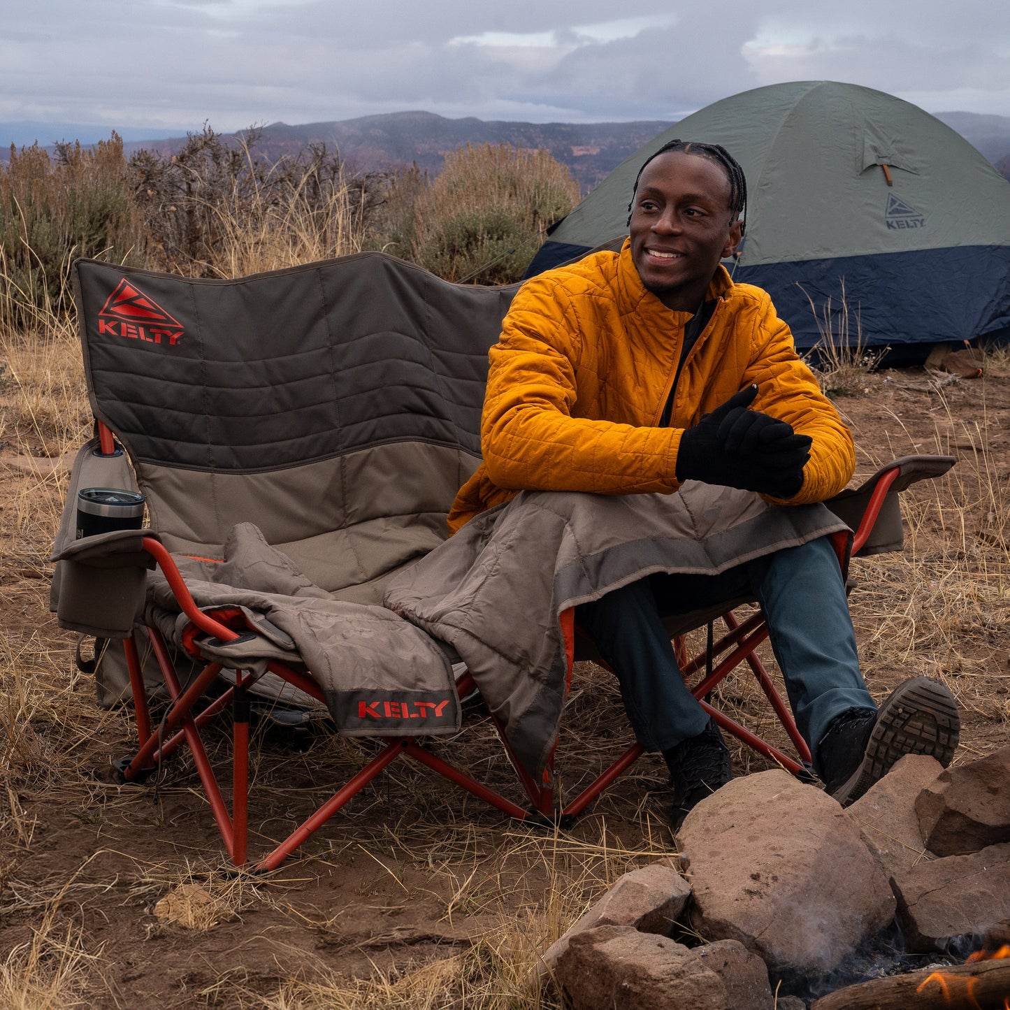 Kelty Low-Loveseat Double Camping Chair in Nest Bungee Cord/Beluga