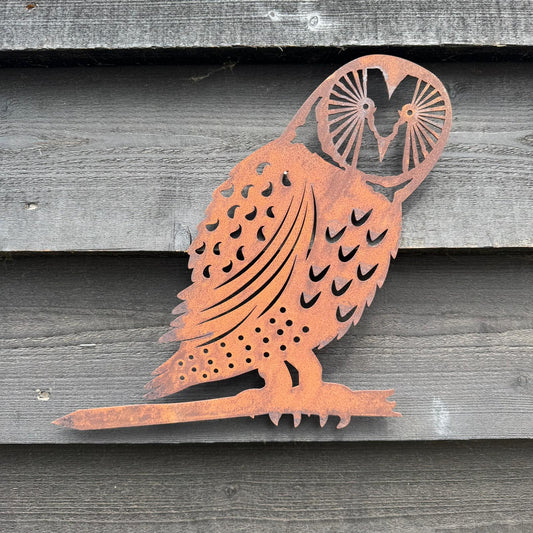 Rusty Metal Owl Garden Decoration