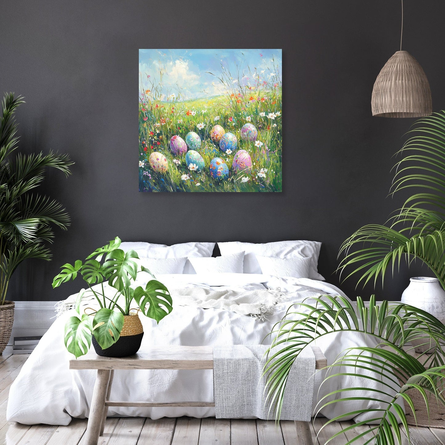 Painted Eggs Meadow Canvas