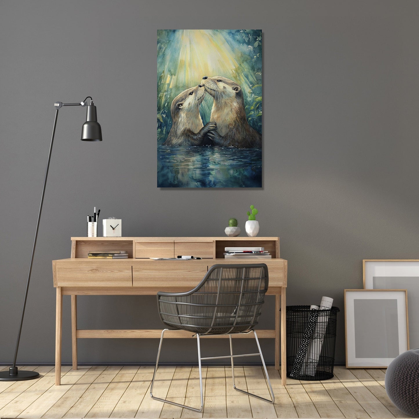 Otters' Embrace on Canvas