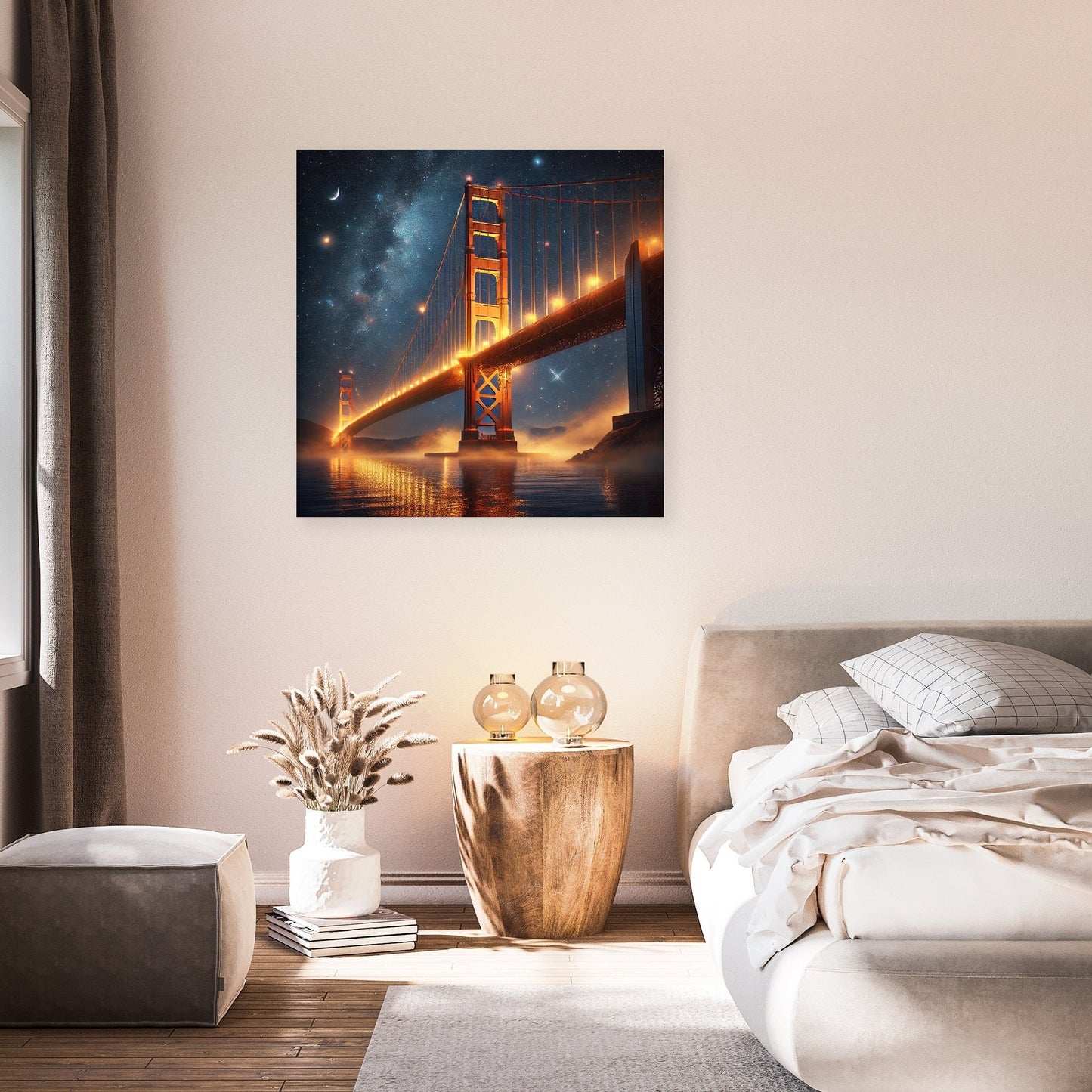 Golden Gate Starry Night Canvas