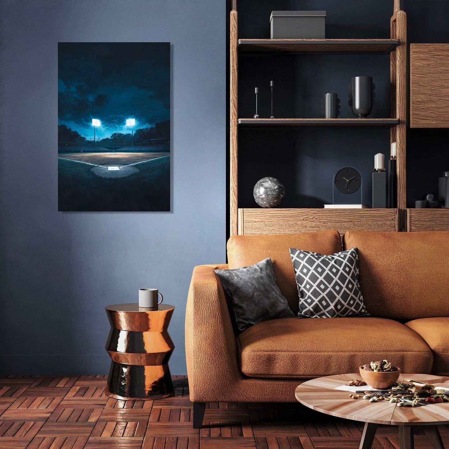 Baseball Field at Night Canvas